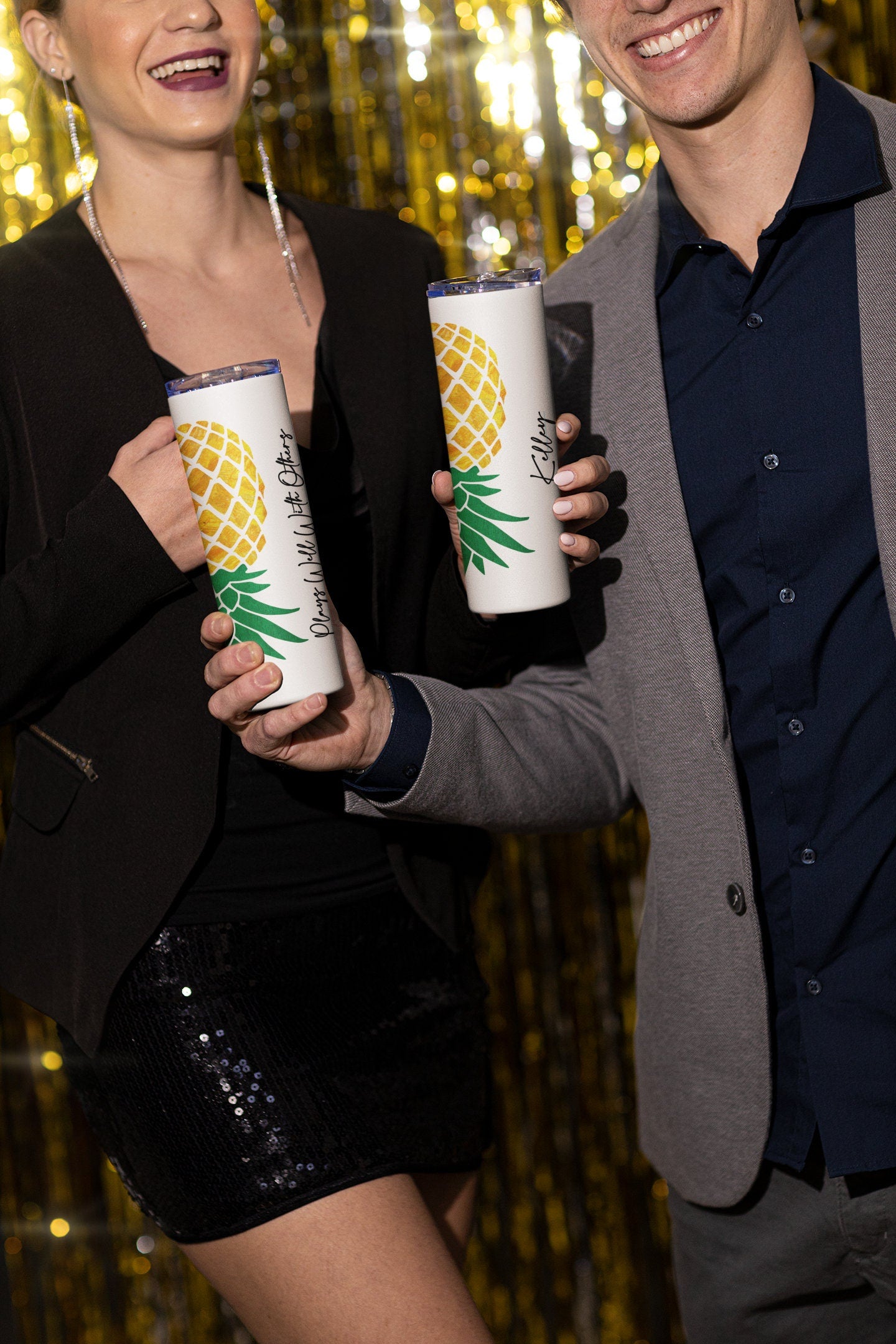Upside Down Pineapple Plays Well With Others Glow Tumbler - Yellow Pineapple Lifestyle Gift
