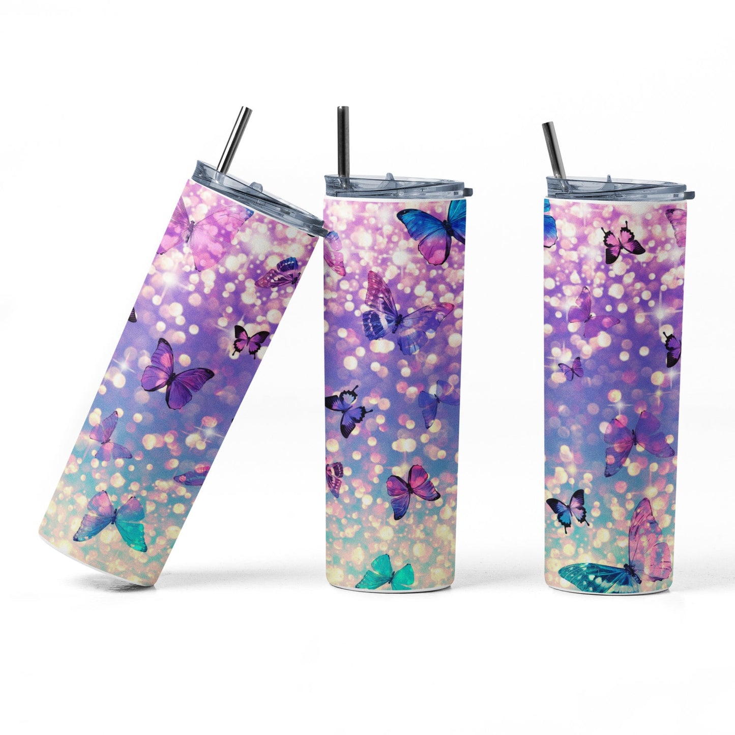 Butterfly 20 oz Skinny Insulated Tumbler, Ladies tumbler, Butterfly cup
