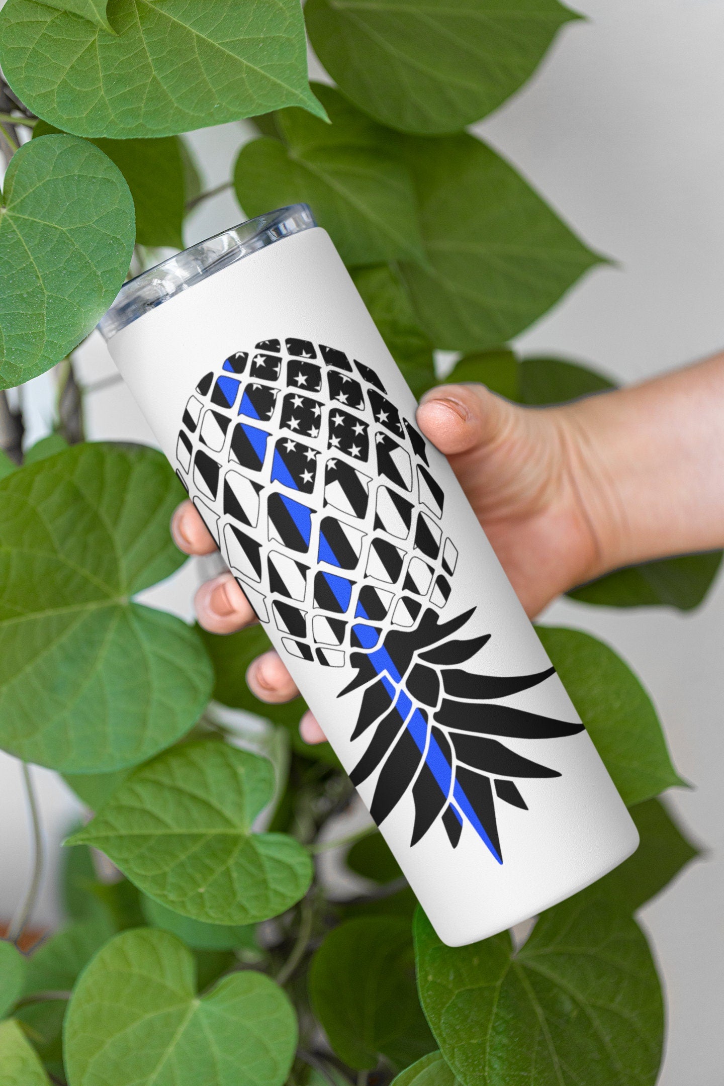 Law Enforcement Upside Down Pineapple Personalized Glow Tumbler - Plays Well With Others LEO Lifestyle