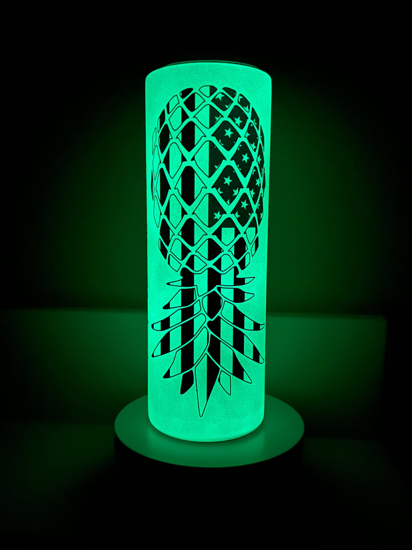 American Flag Upside Down Pineapple Personalized Glow Tumbler