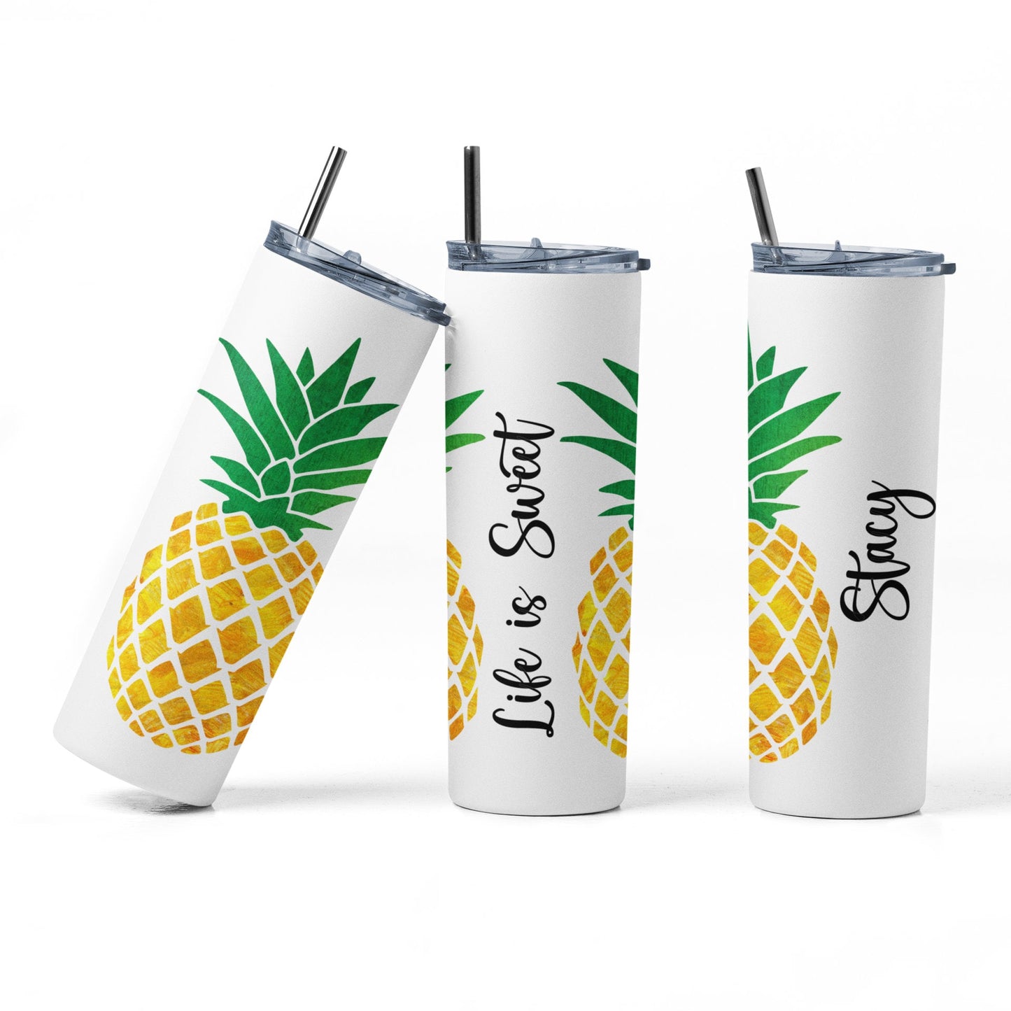 Life is Sweet Pineapple Personalized Glow Tumbler