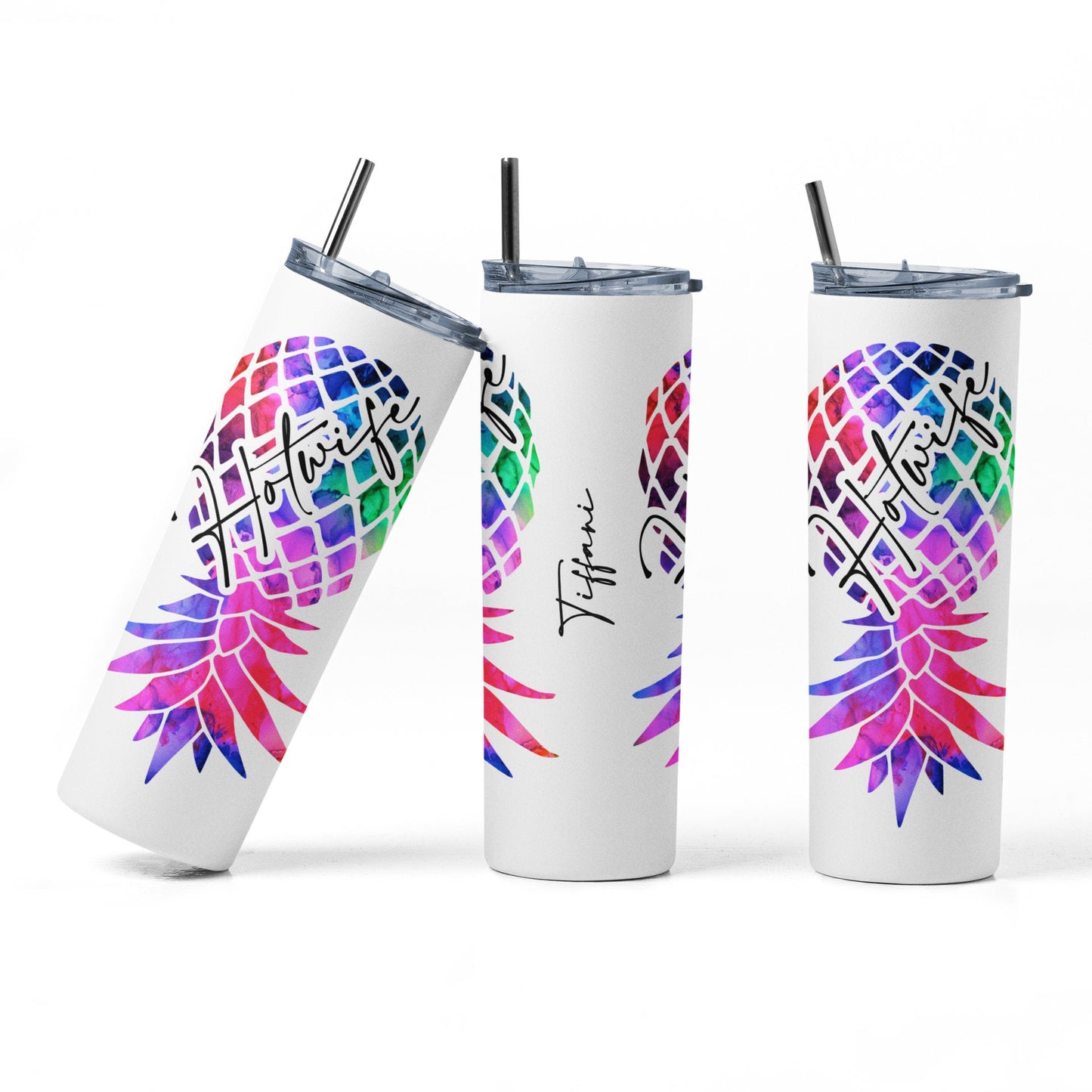PERSONALIZED Bi Colored Hotwife Upside Down Pineapple Tumbler, Swinger/Lifestyle Tumbler, Hotwife Cup, Upside Down Pineapple Tumbler,