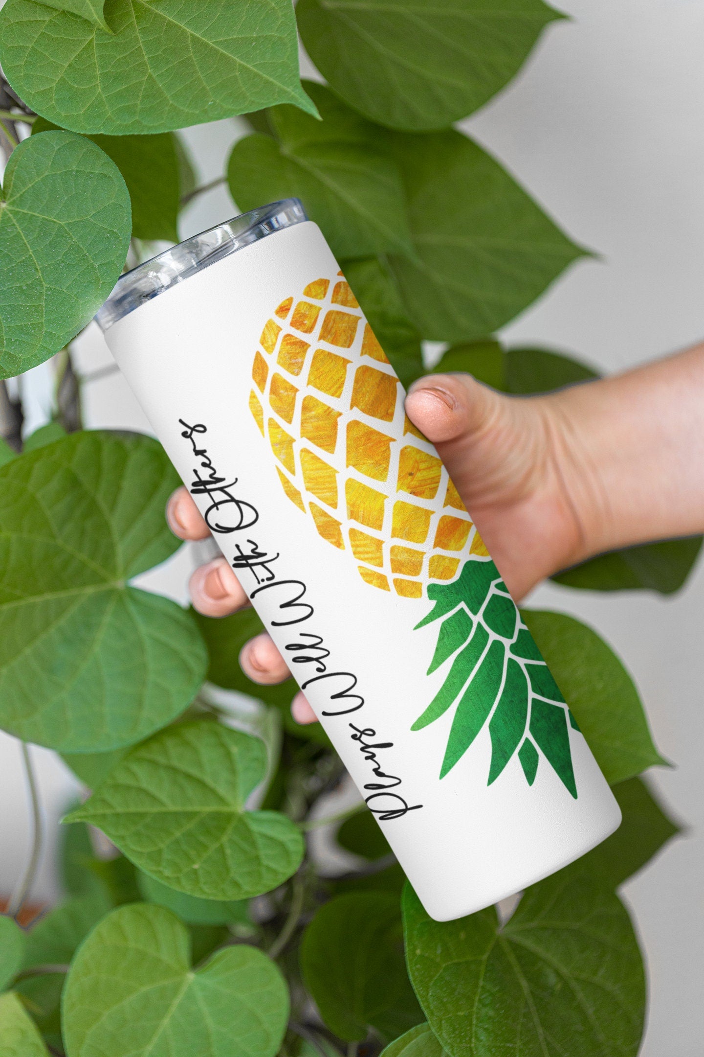 Upside Down Pineapple Plays Well With Others Glow Tumbler - Yellow Pineapple Lifestyle Gift