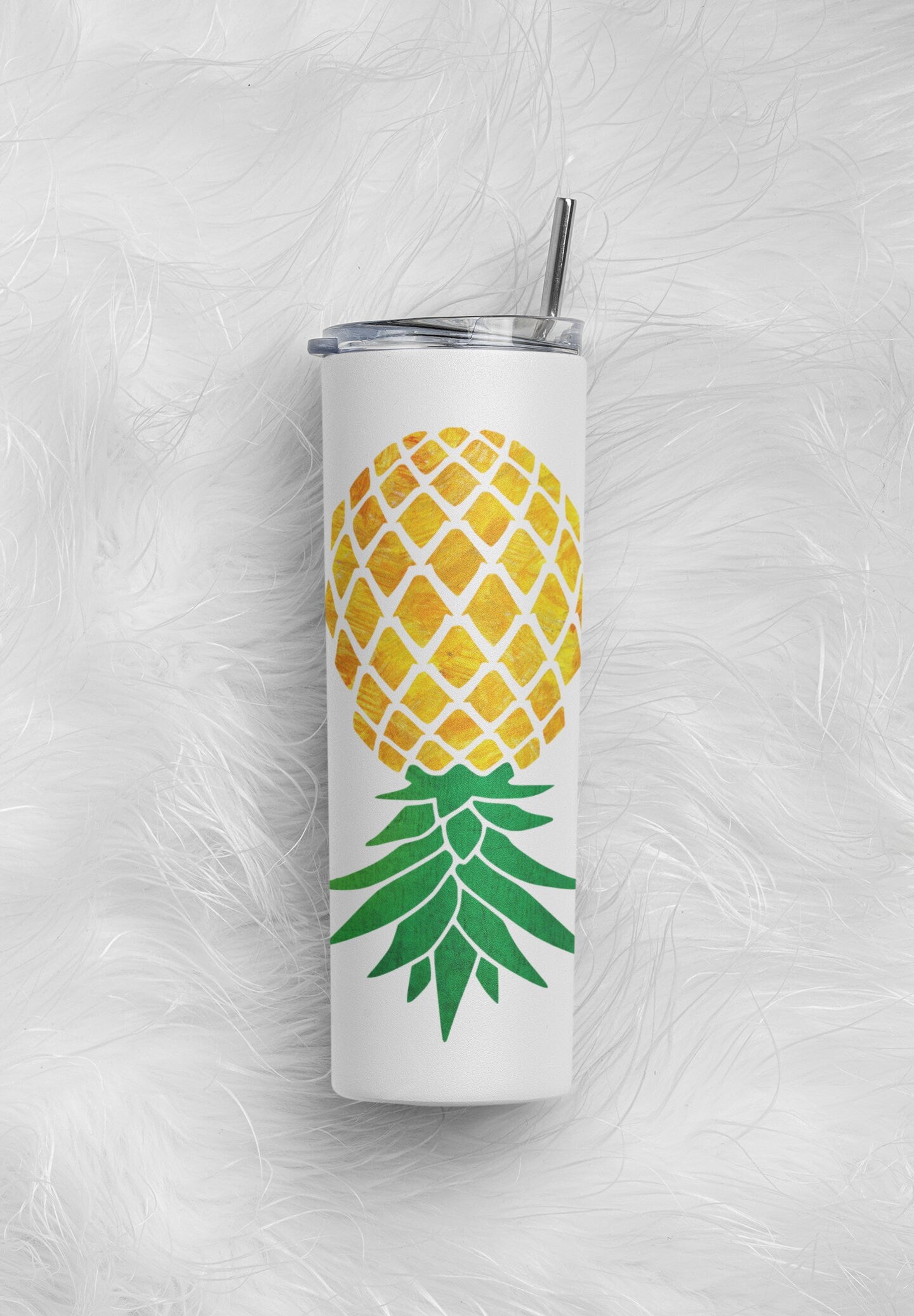 Yellow Upside Down Pineapple Personalized Glow Tumbler - Married With Benefits Lifestyle