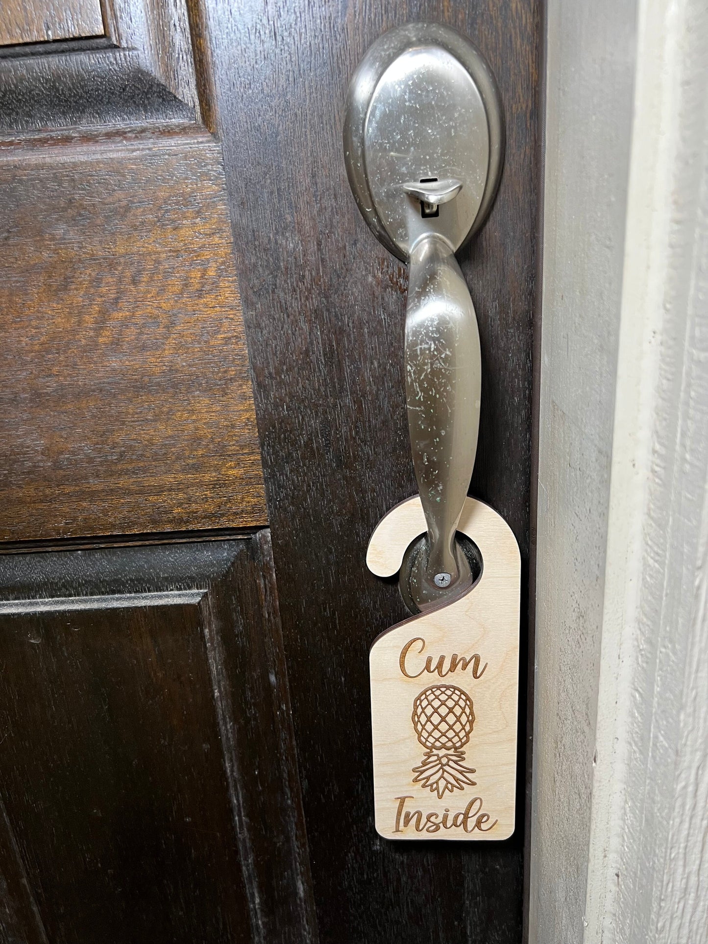 Cum Inside Upside Down Pineapple Door knob Hanger, Swinger / Lifestyle Door Hanger
