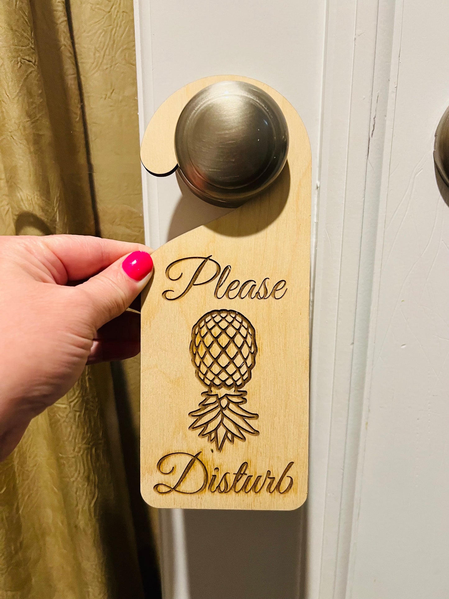 Please Disturb Upside Down Pineapple Door knob Hanger, Swinger / Lifestyle Door Hanger