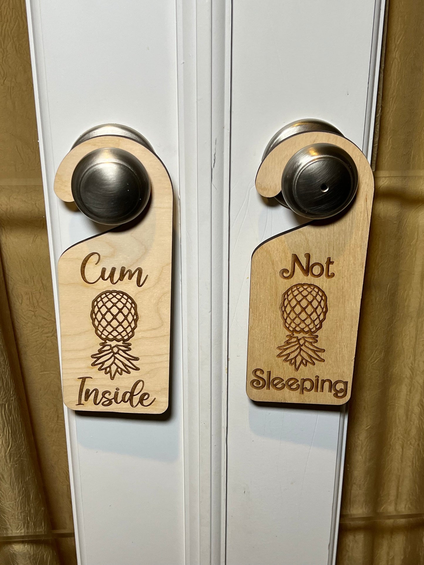 Cum Inside Upside Down Pineapple Door knob Hanger, Swinger / Lifestyle Door Hanger