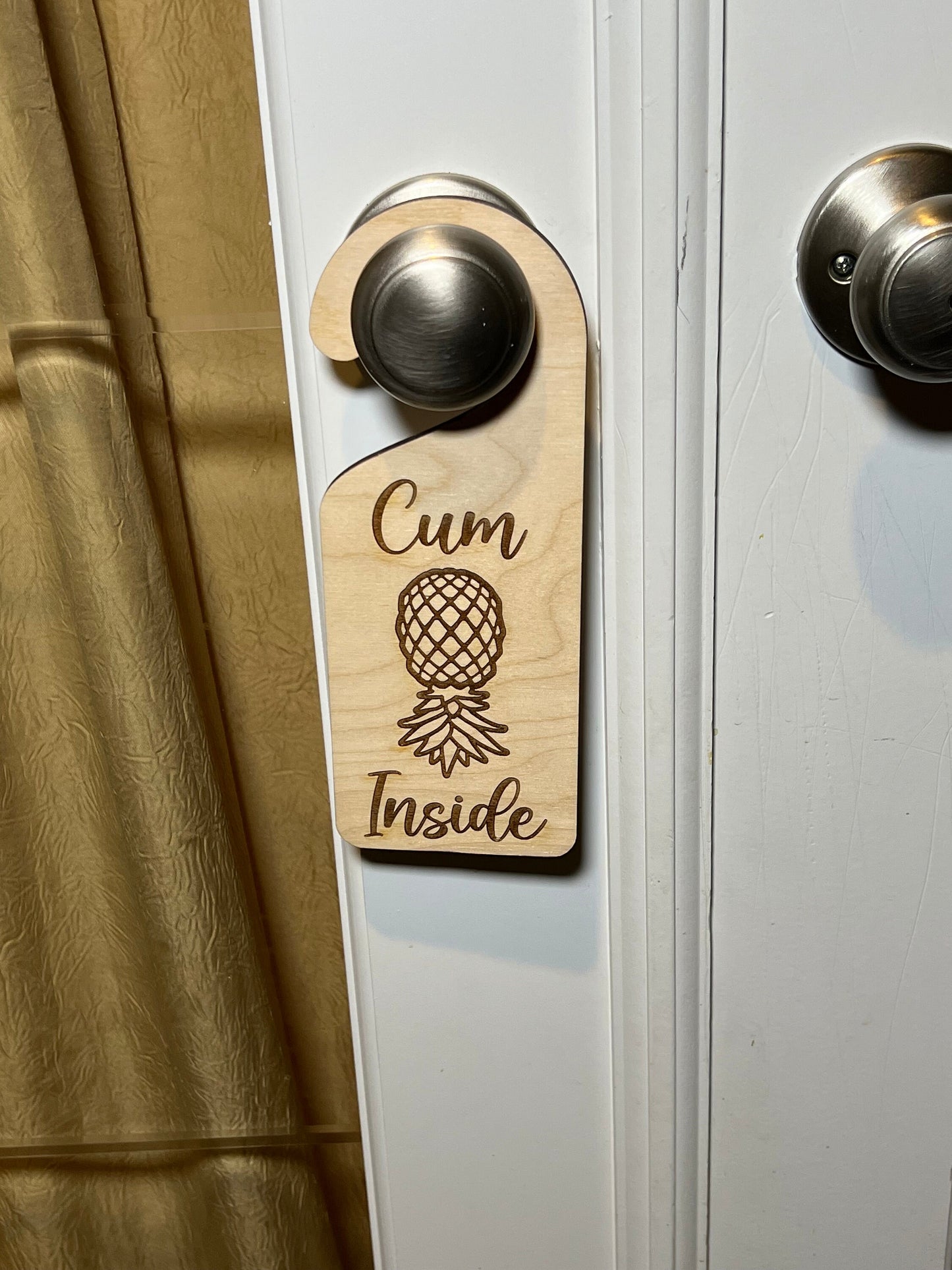 Cum Inside Upside Down Pineapple Door knob Hanger, Swinger / Lifestyle Door Hanger