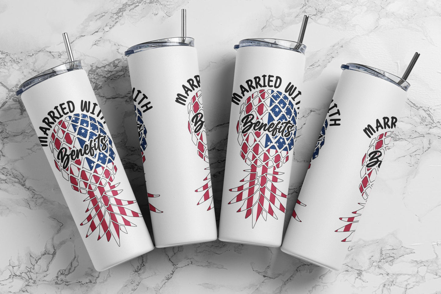 Flag Upside Down Pineapple Tumbler, Married With Benefits Flag Pineapple Cup, Sublimated 20 oz Tumbler Gift, Lifestyle / Swinger Tumbler