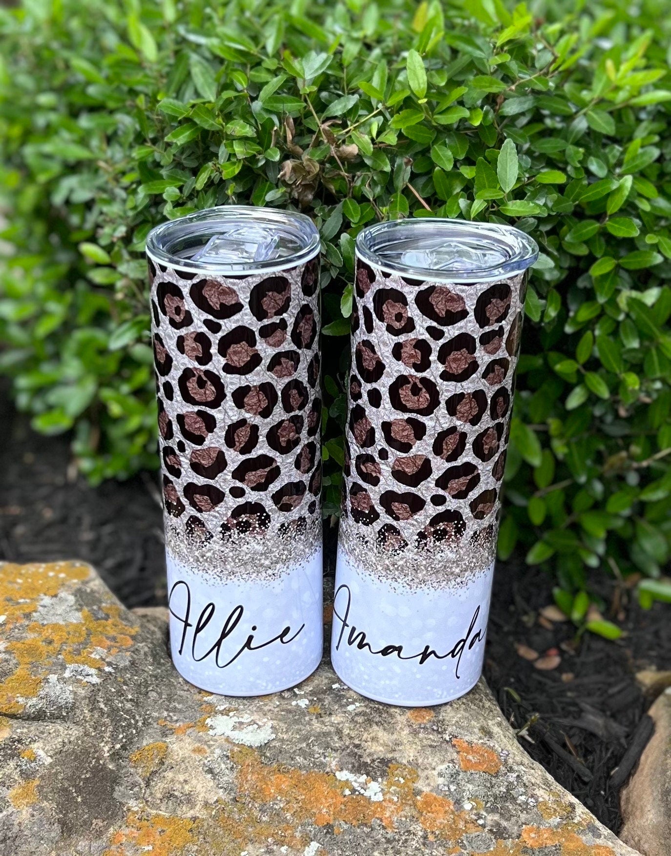 Personalized Cheetah Print Tumbler, Personalized Jaguar Print 20 oz Skinny Insulated Cup, Animal Lover Gift, Gold and Black Drinkware