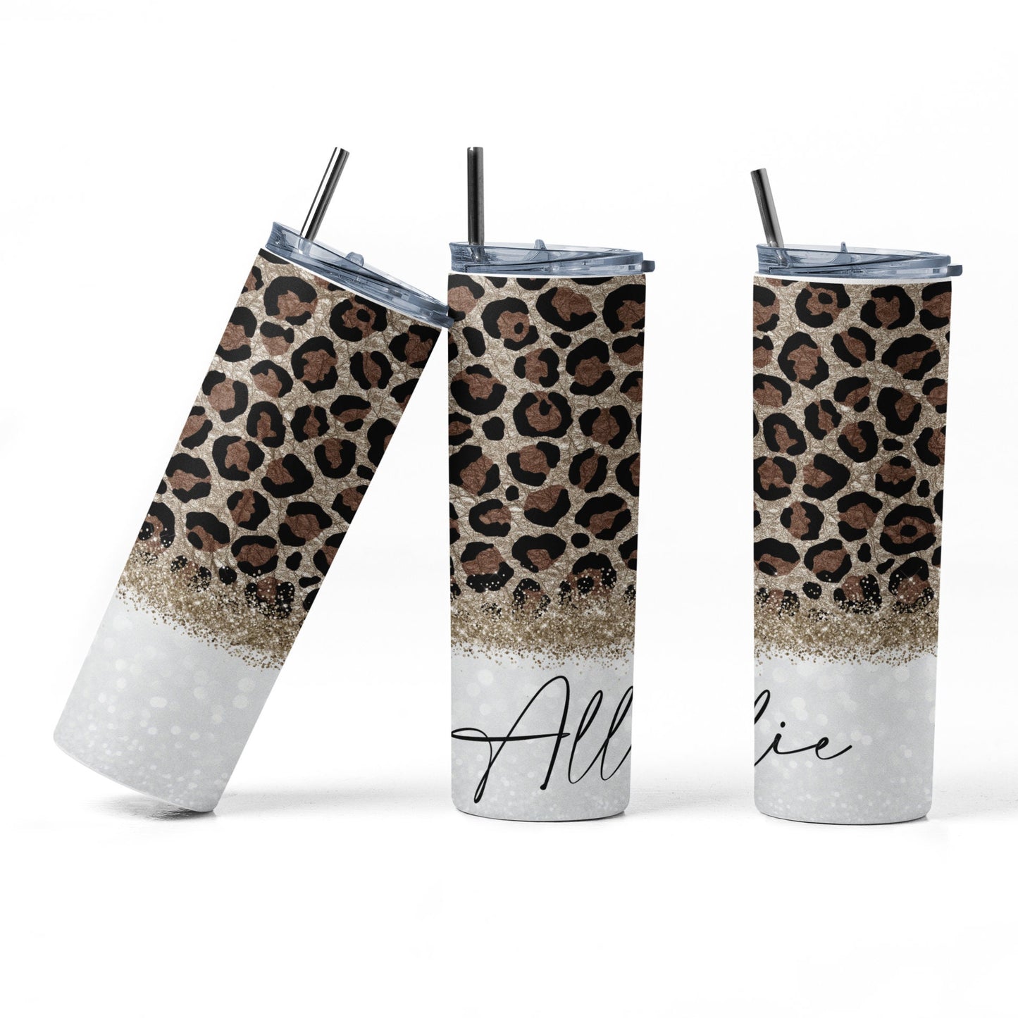 Personalized Cheetah Print Tumbler, Personalized Jaguar Print 20 oz Skinny Insulated Cup, Animal Lover Gift, Gold and Black Drinkware