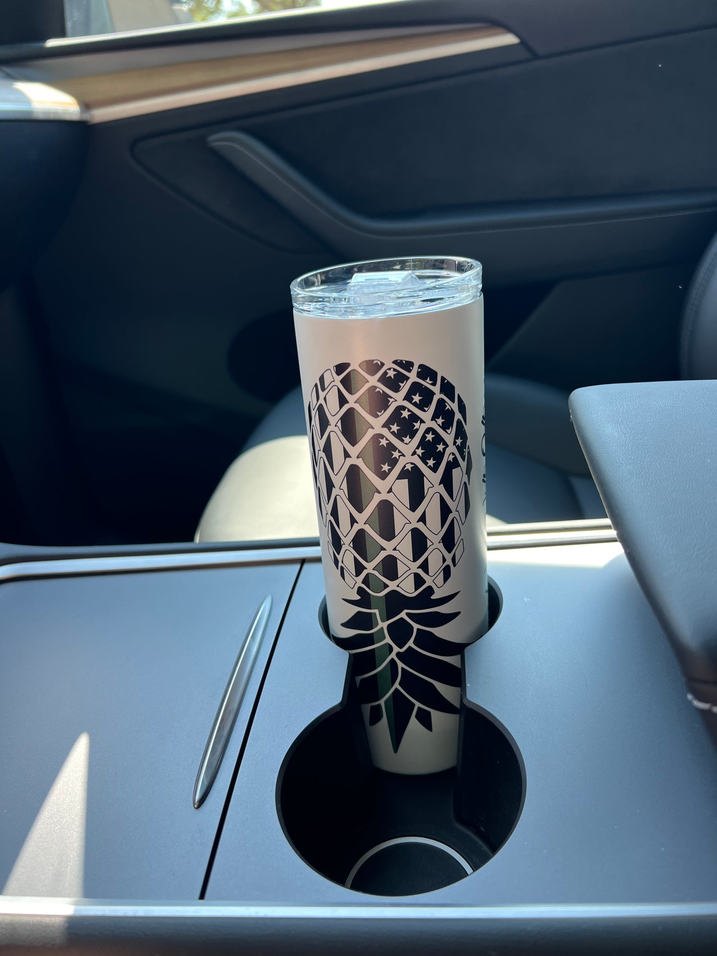 Thin Green Line Upside Down Pineapple Personalized Glow Tumbler