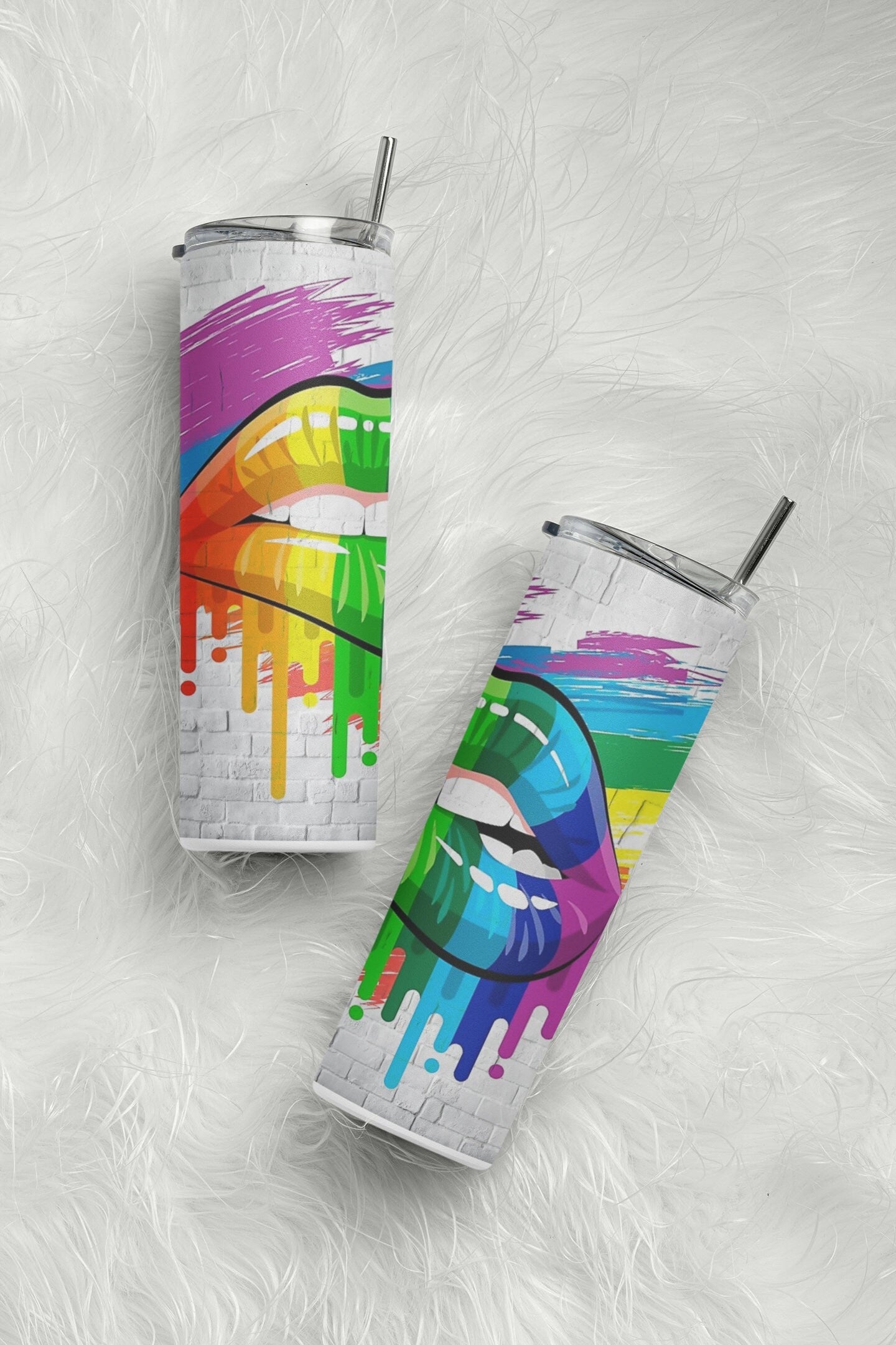 Pride, Glossy Lips Sublimation Skinny 20 oz Tumbler, LGBTQ tumbler