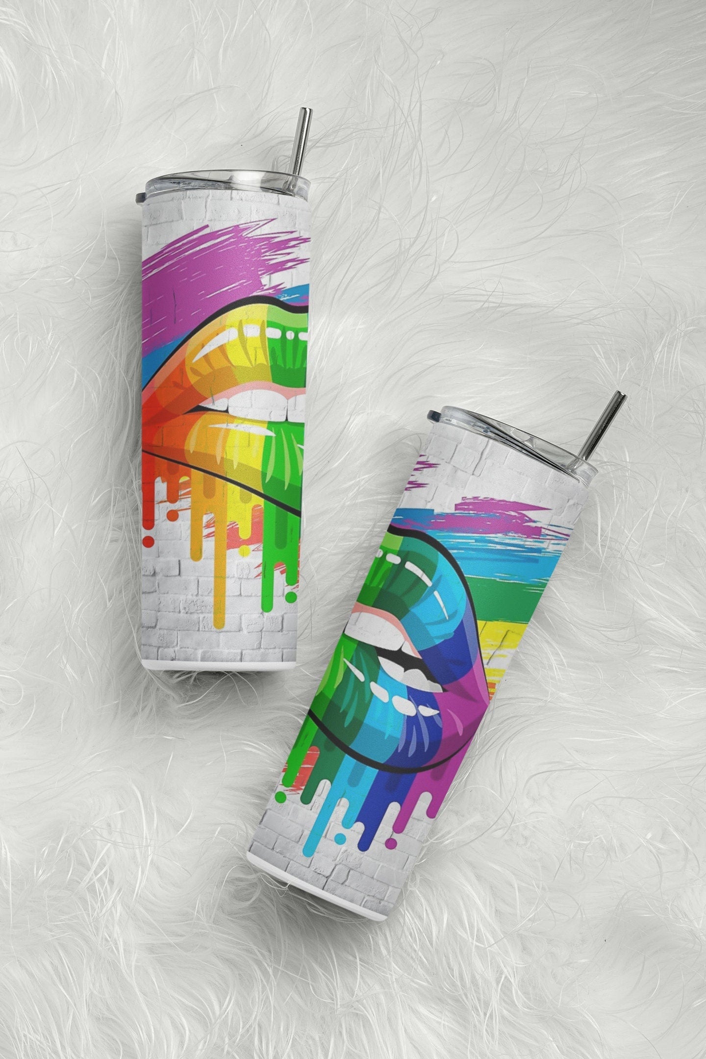 Rainbow PRIDE Lips Glow Tumbler