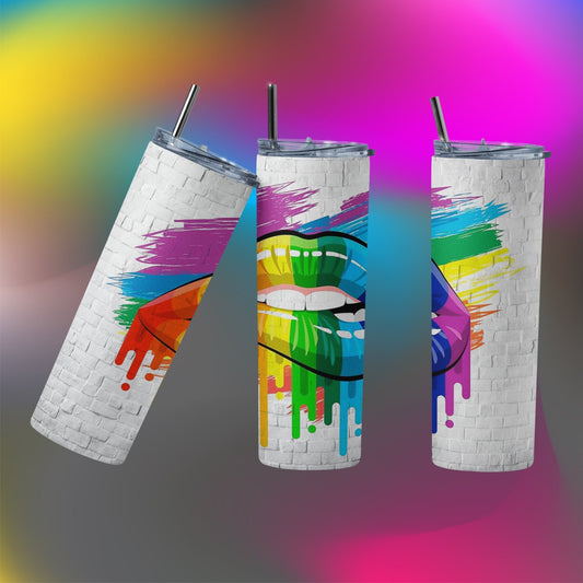 Pride, Glossy Lips Sublimation Skinny 20 oz Tumbler, LGBTQ tumbler