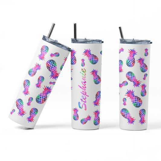 Bi Colored Mini Upside Down Pineapple Personalized Glow Tumbler