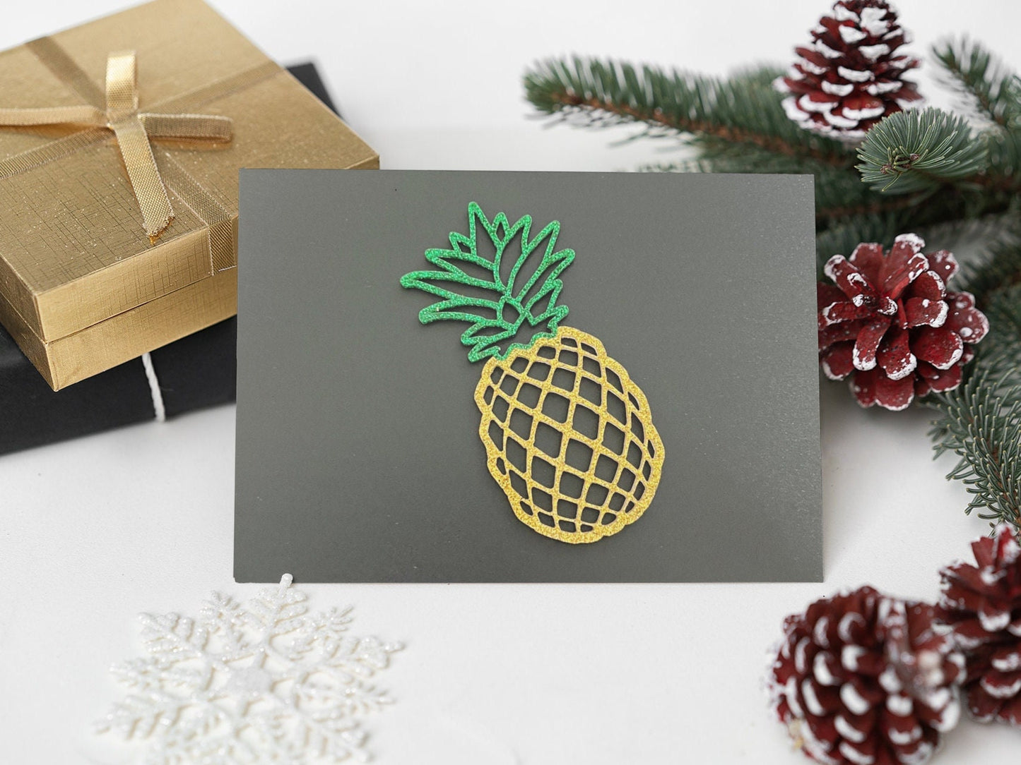 Glitter Pineapple Ornament, Pineapple tag