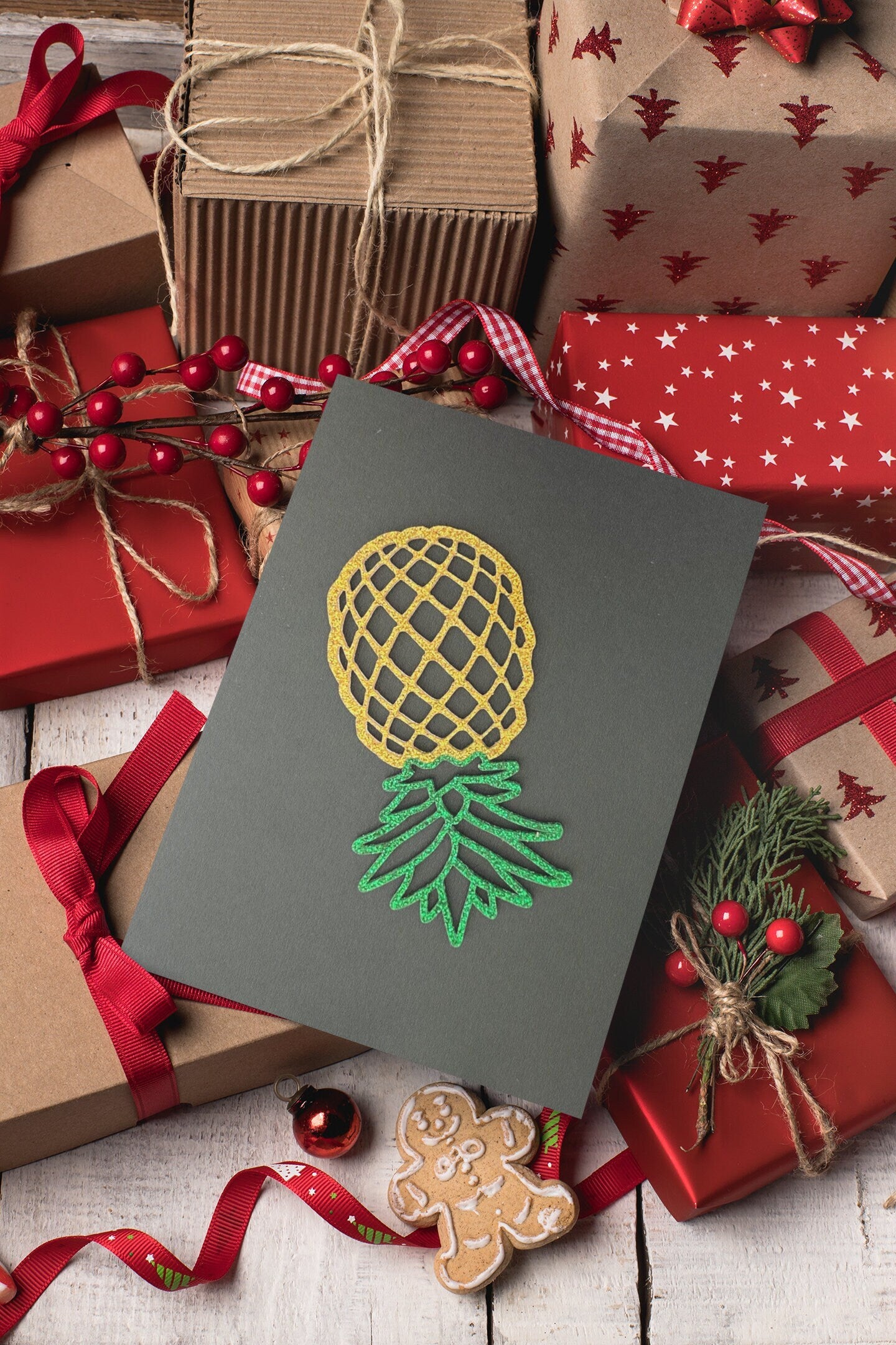 Swinger Glitter Pineapple Ornament, Lifestyle ornament, Upside Down Pineapple Acrylic Tag