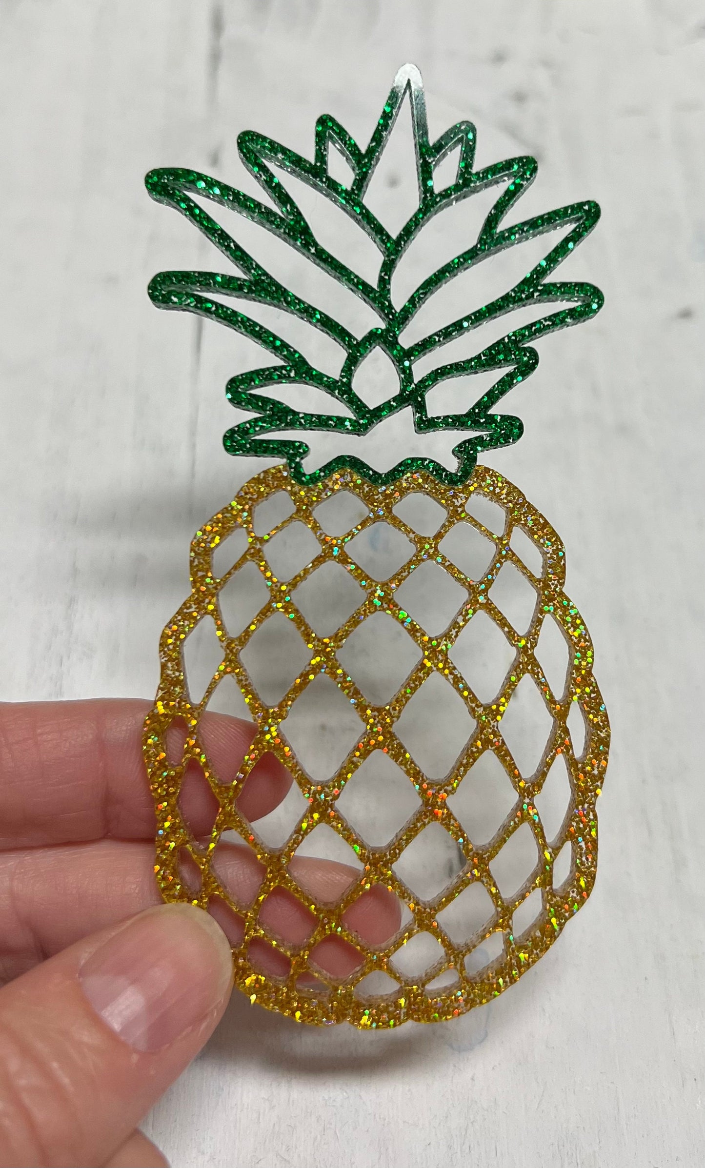 Glitter Pineapple Ornament, Pineapple tag