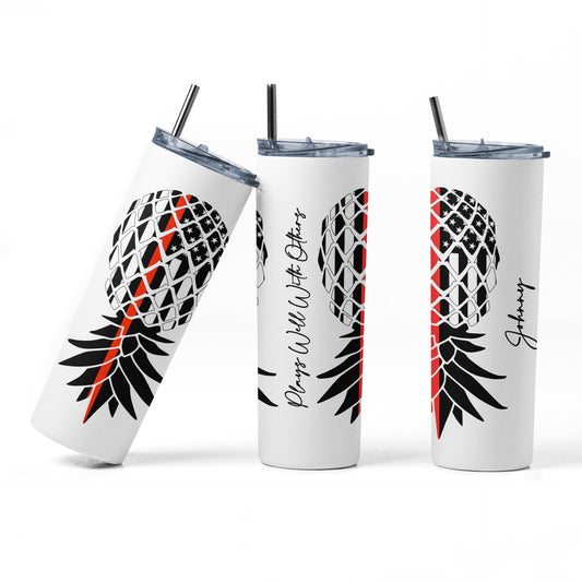 Upside Down Pineapple Fire Fighter Personalized Tumbler - Plays Well With Others Fire Fighter Lifestyle