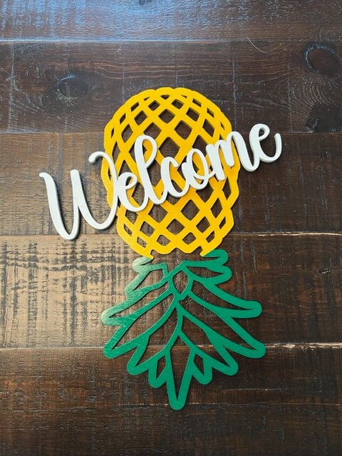 Wooden Upside Down Pineapple Welcome Door Sign , Wood Decor, Wooden sign, Laser Cut sign, Lifestyle decor,