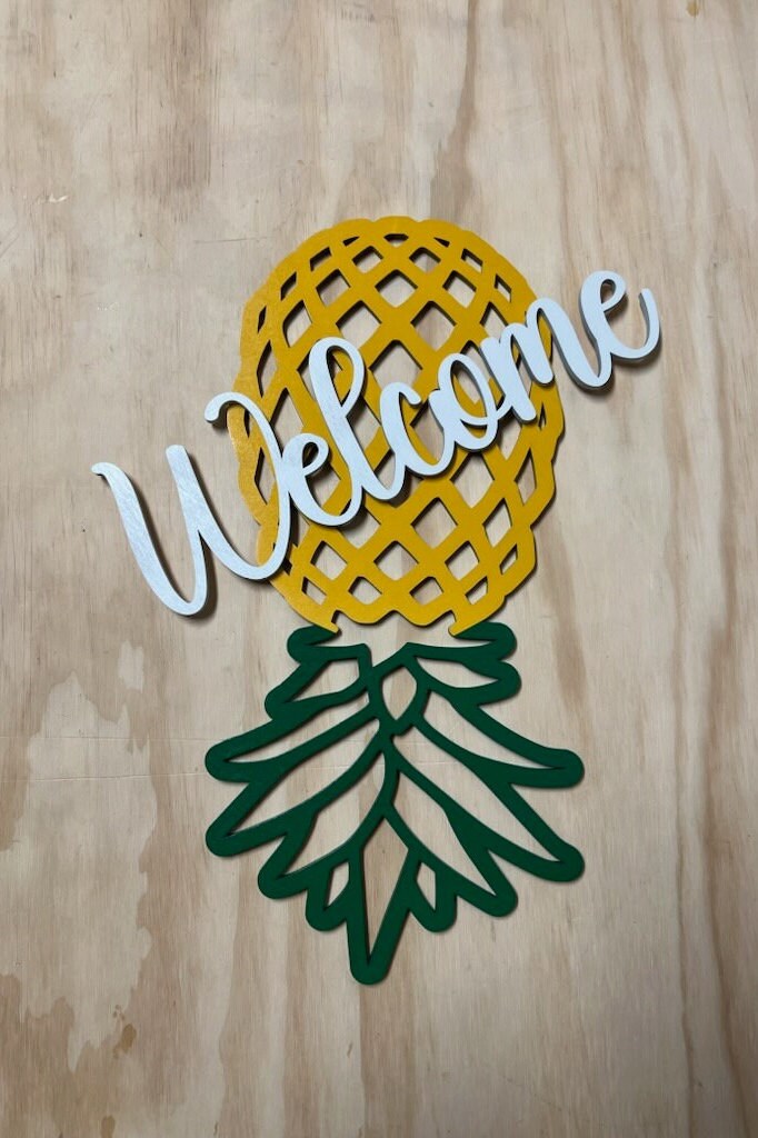 Wooden Upside Down Pineapple Welcome Door Sign , Wood Decor, Wooden sign, Laser Cut sign, Lifestyle decor,