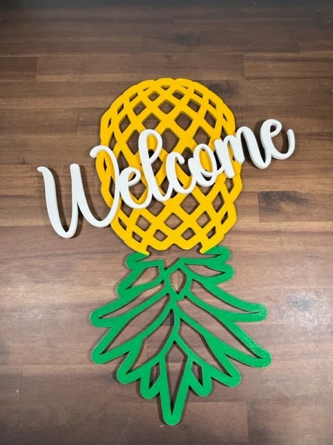 Wooden Upside Down Pineapple Welcome Door Sign , Wood Decor, Wooden sign, Laser Cut sign, Lifestyle decor,