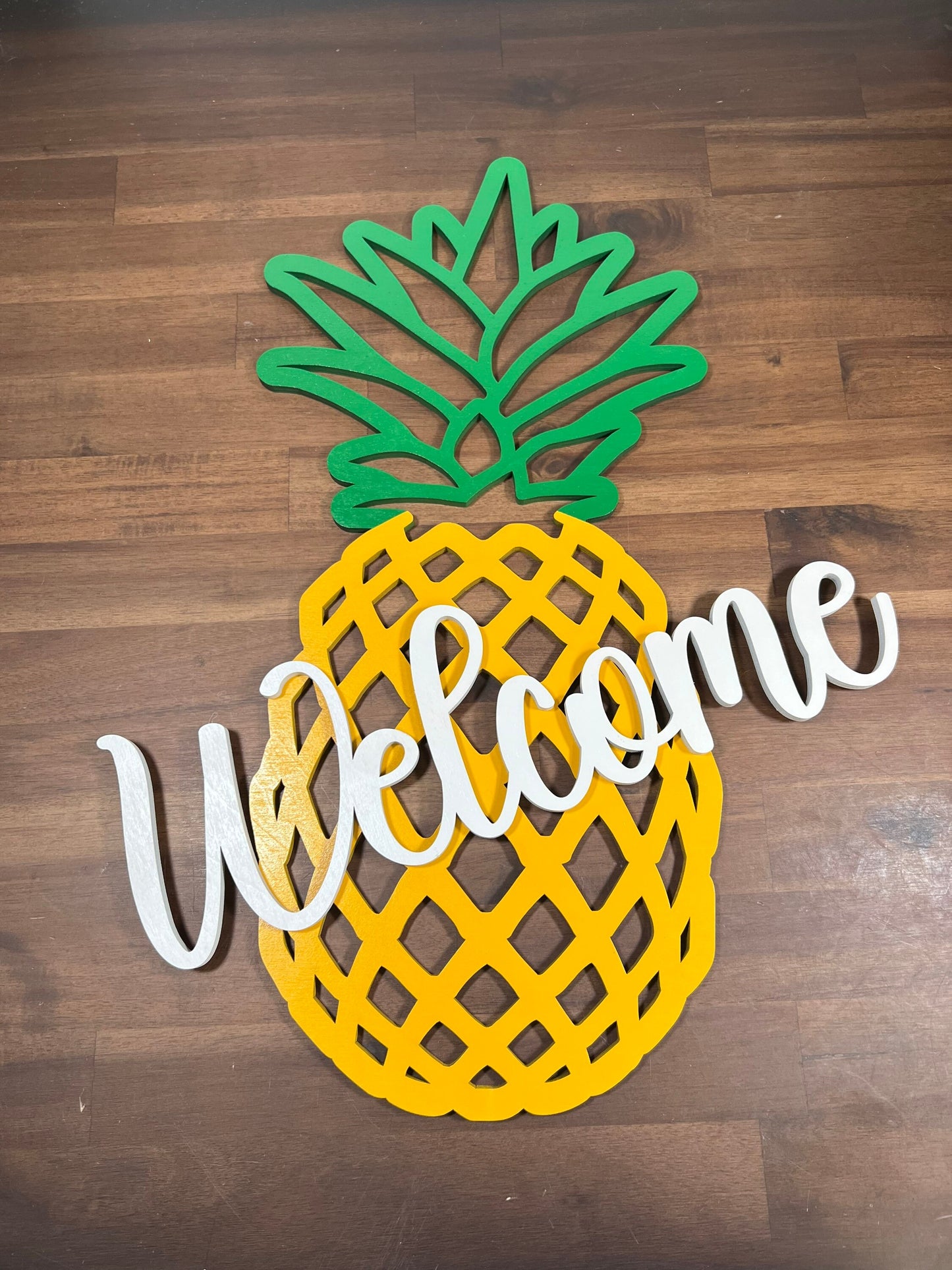 Wooden Pineapple Welcome Door Sign , Wood Decor, Wooden sign, Laser Cut sign, Pineapple Welcome Sign