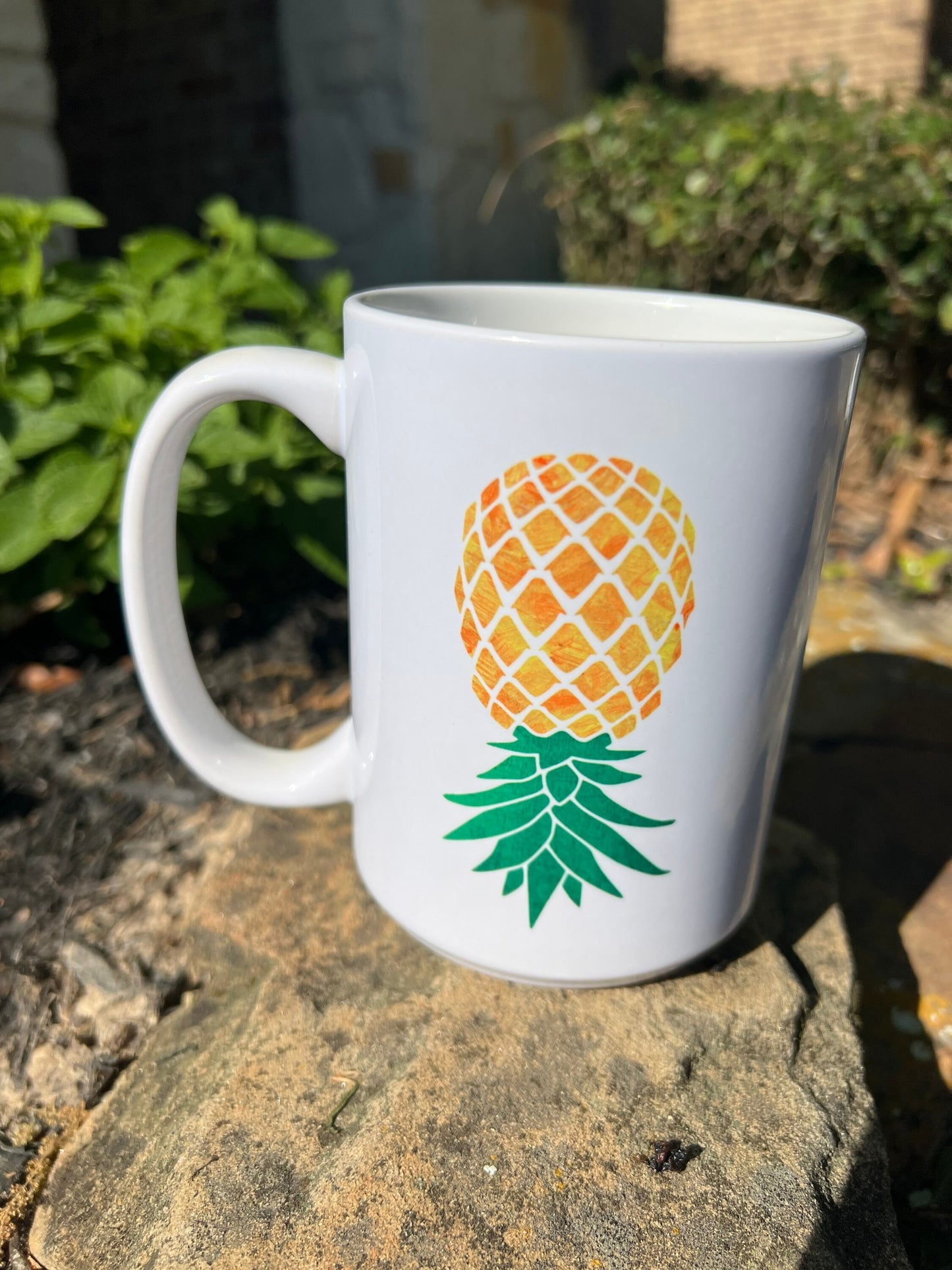 Swinger Pineapple Coffee Mug, Yellow Upside Down Pineapple 15 oz Sublimation Mug, Gag Gift