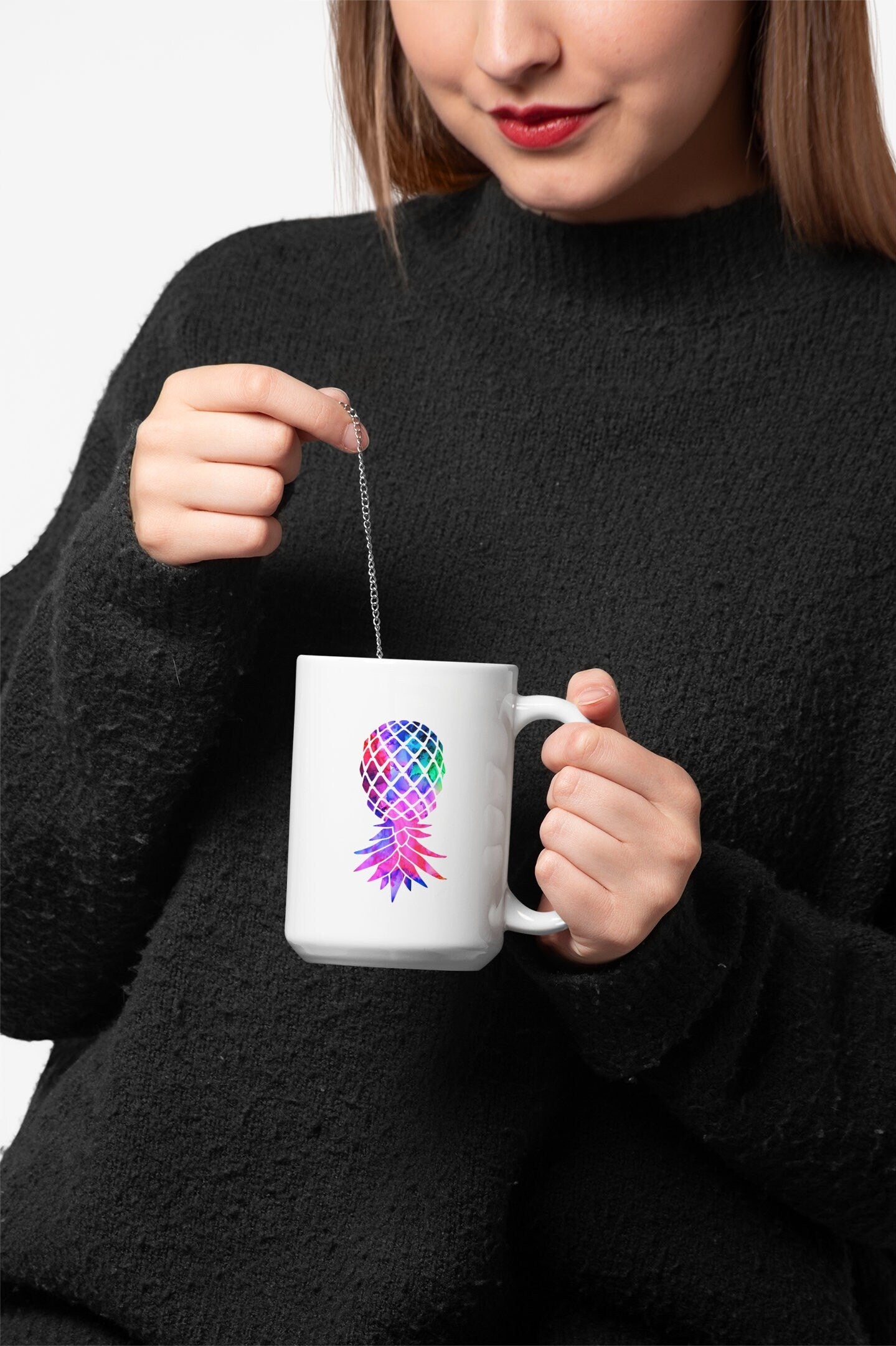 Bi Colored Upside Down Pineapple 15 oz Coffee Mug