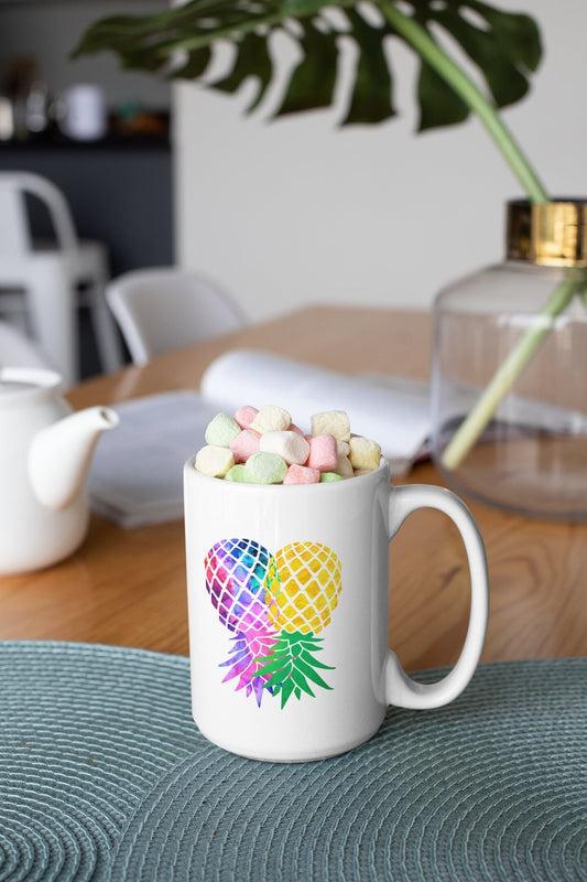 Bi and Yellow Upside Down Pineapple Coffee Mug