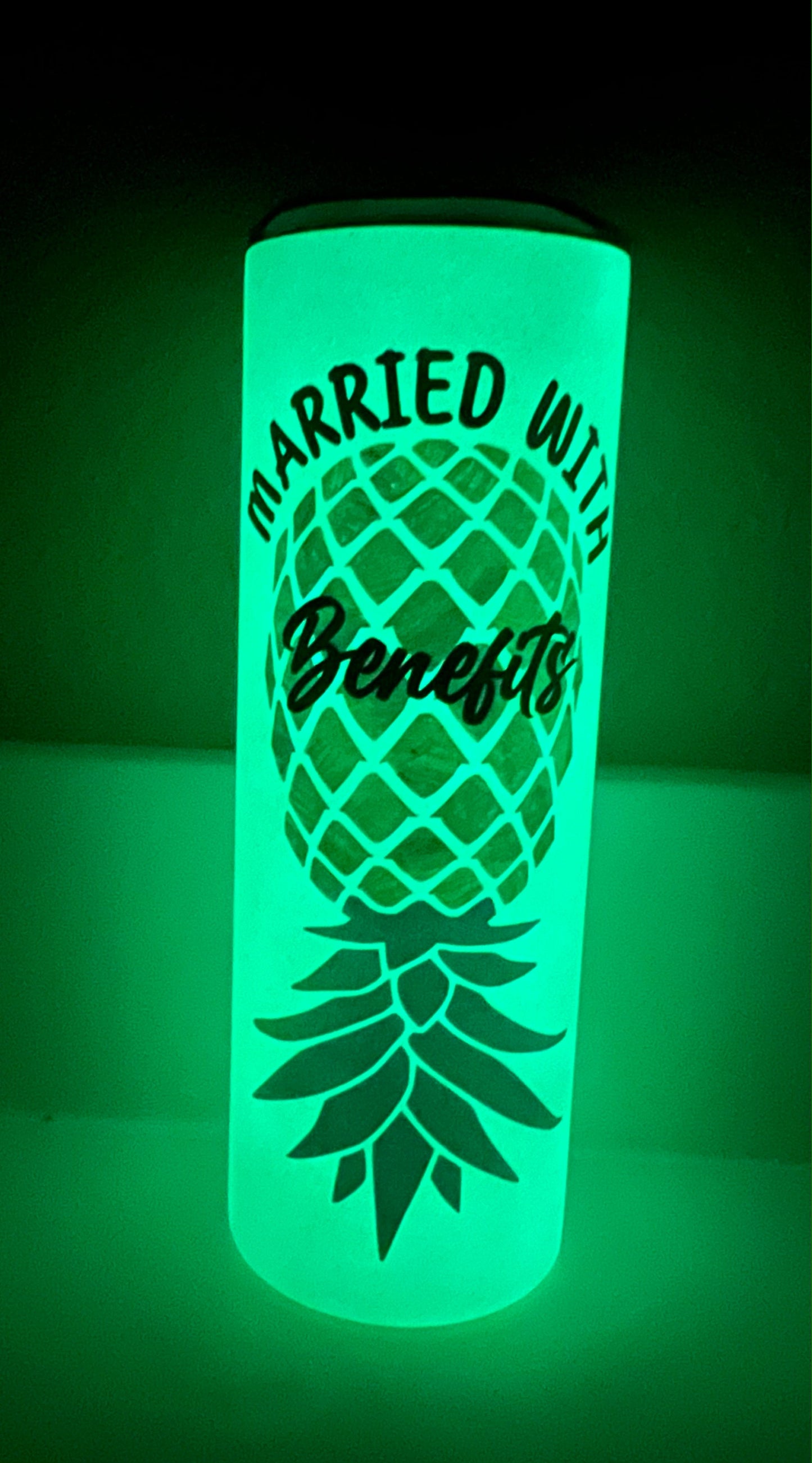 Personalized Married  With Benefits Upside Down Pineapple Glow Tumbler