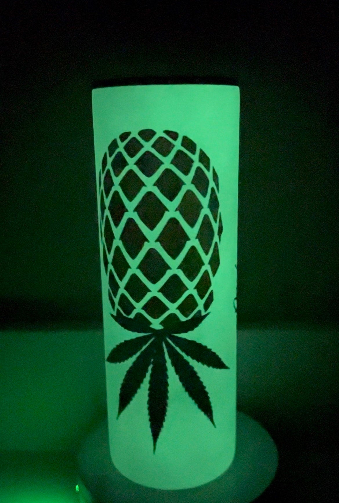 Weed Upside Down Pineapple Glow Tumbler - 420 Plays Well With Others Lifestyle Gift