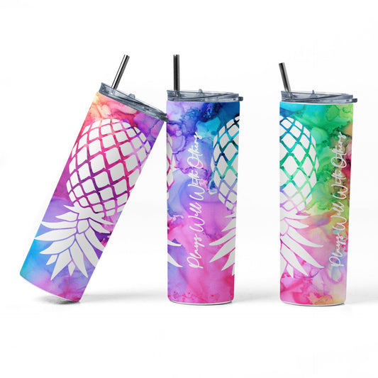 White Upside Down Pineapple Bi Colored Glow Tumbler - Plays Well With Others Lifestyle Gift