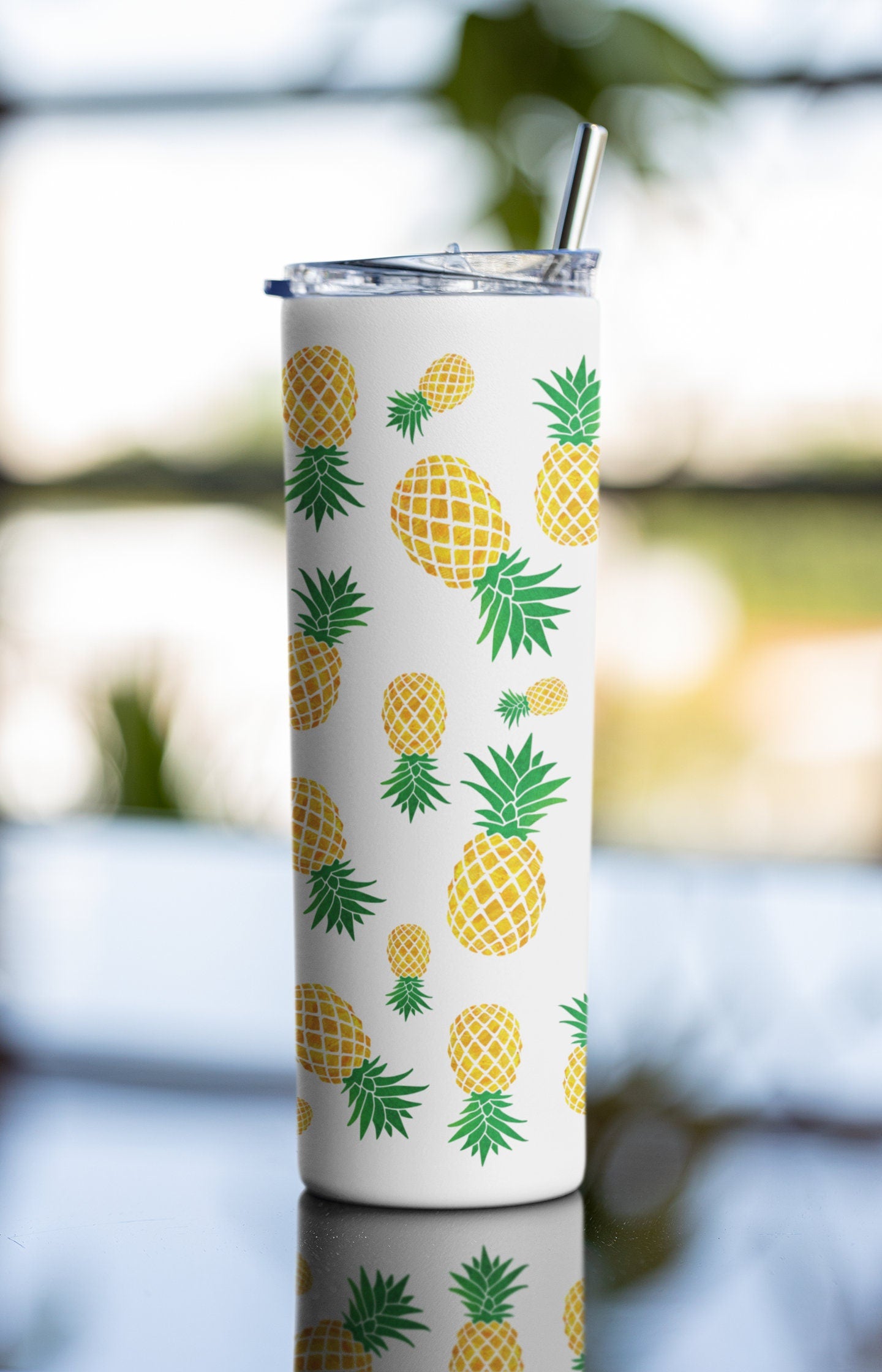 Random Yellow Upside Down Pineapple Glow Tumbler