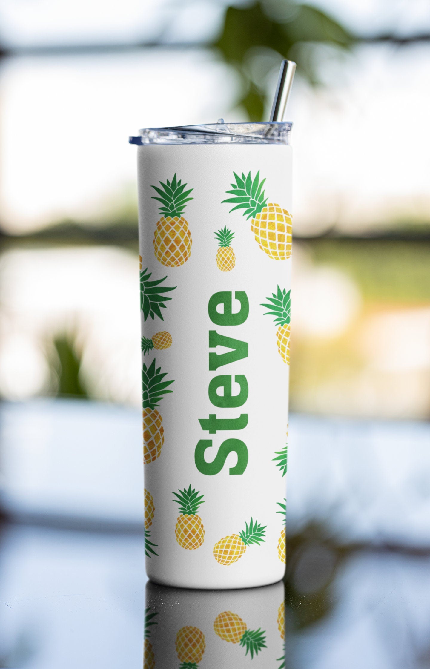 Random Yellow Upside Down Pineapple Personalized Tumbler