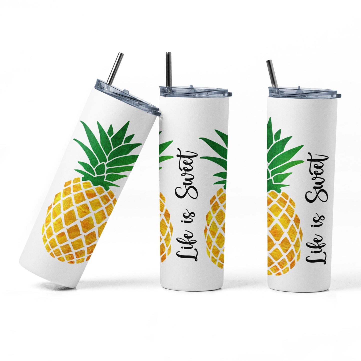 Yellow Pineapple Life Is Sweet Glow Tumbler