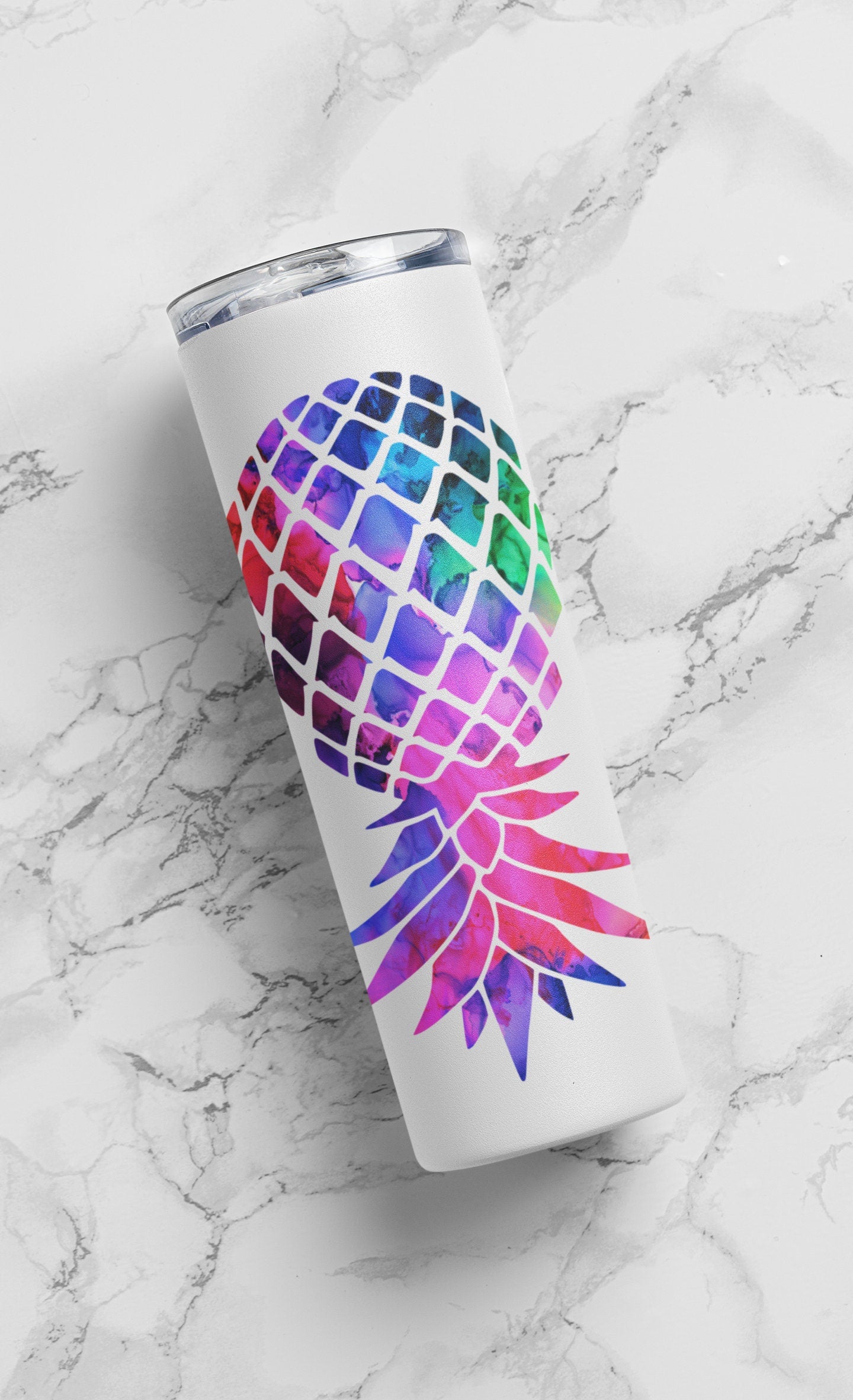 Bi Colored Upside Down Pineapple Personalized Glow Tumbler - Plays Well With Others Bi Lifestyle