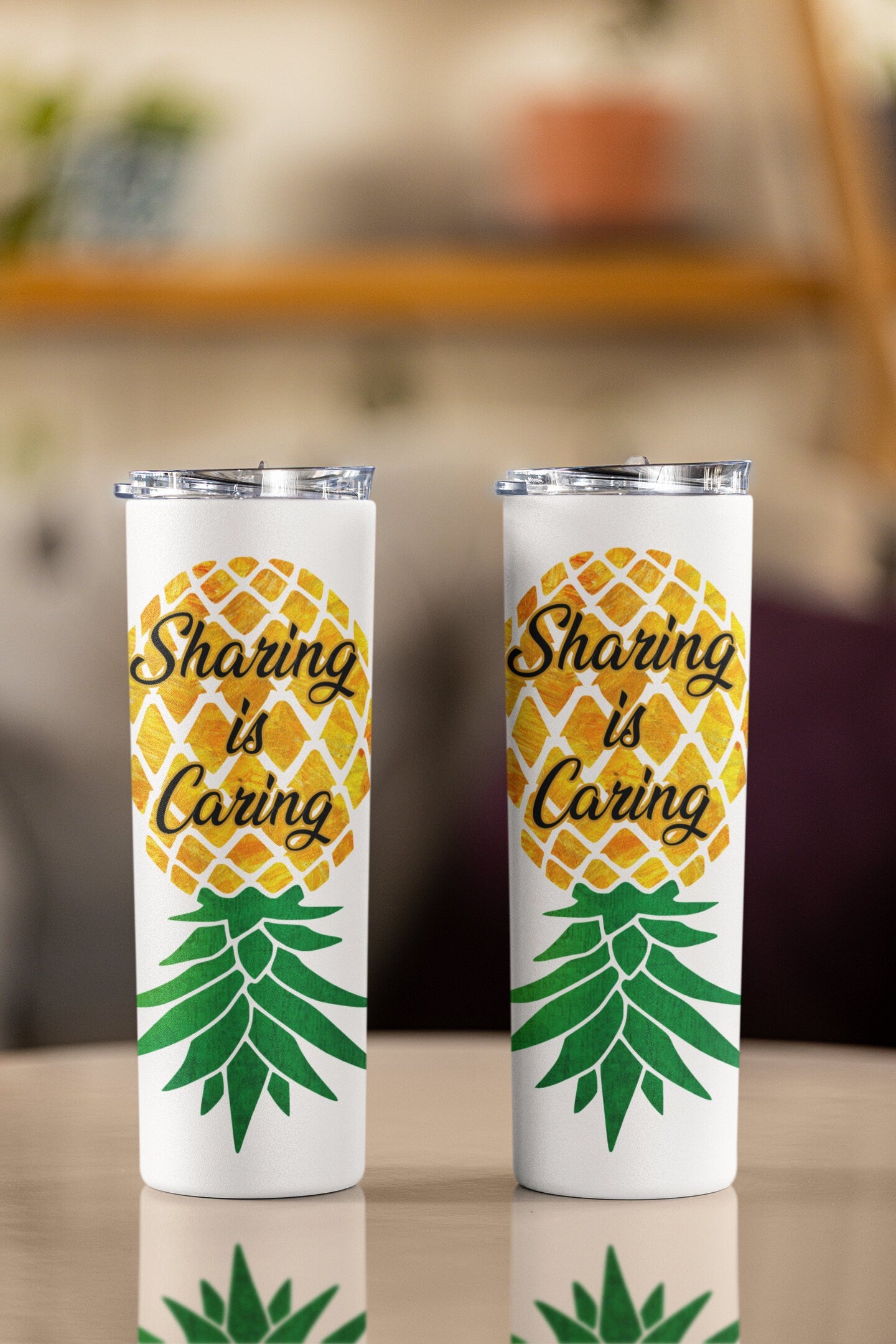 Sharing is Caring Upside Down Pineapple Personalized Glow Tumbler