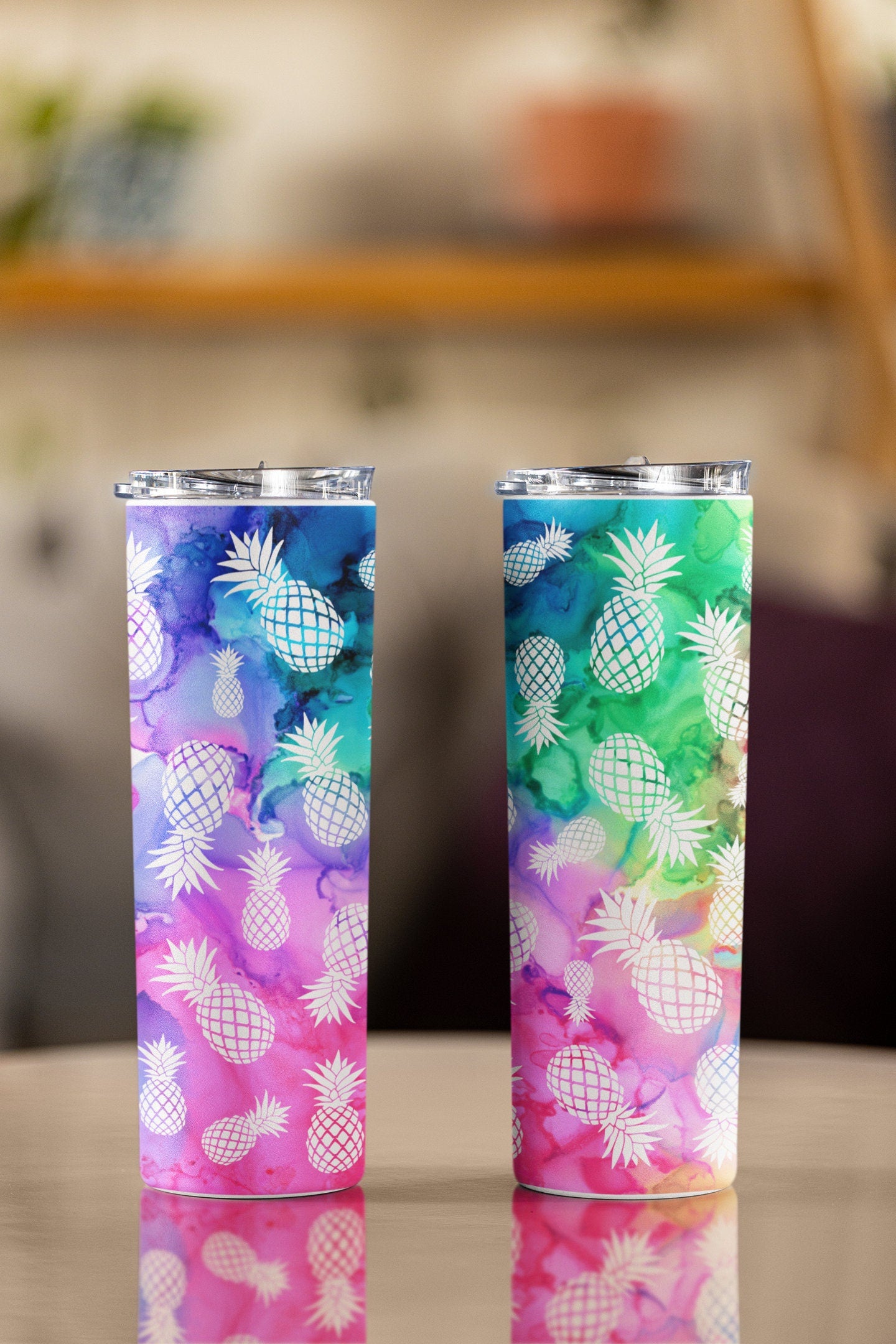 Mini White Upside Down Pineapple Rainbow Tumbler