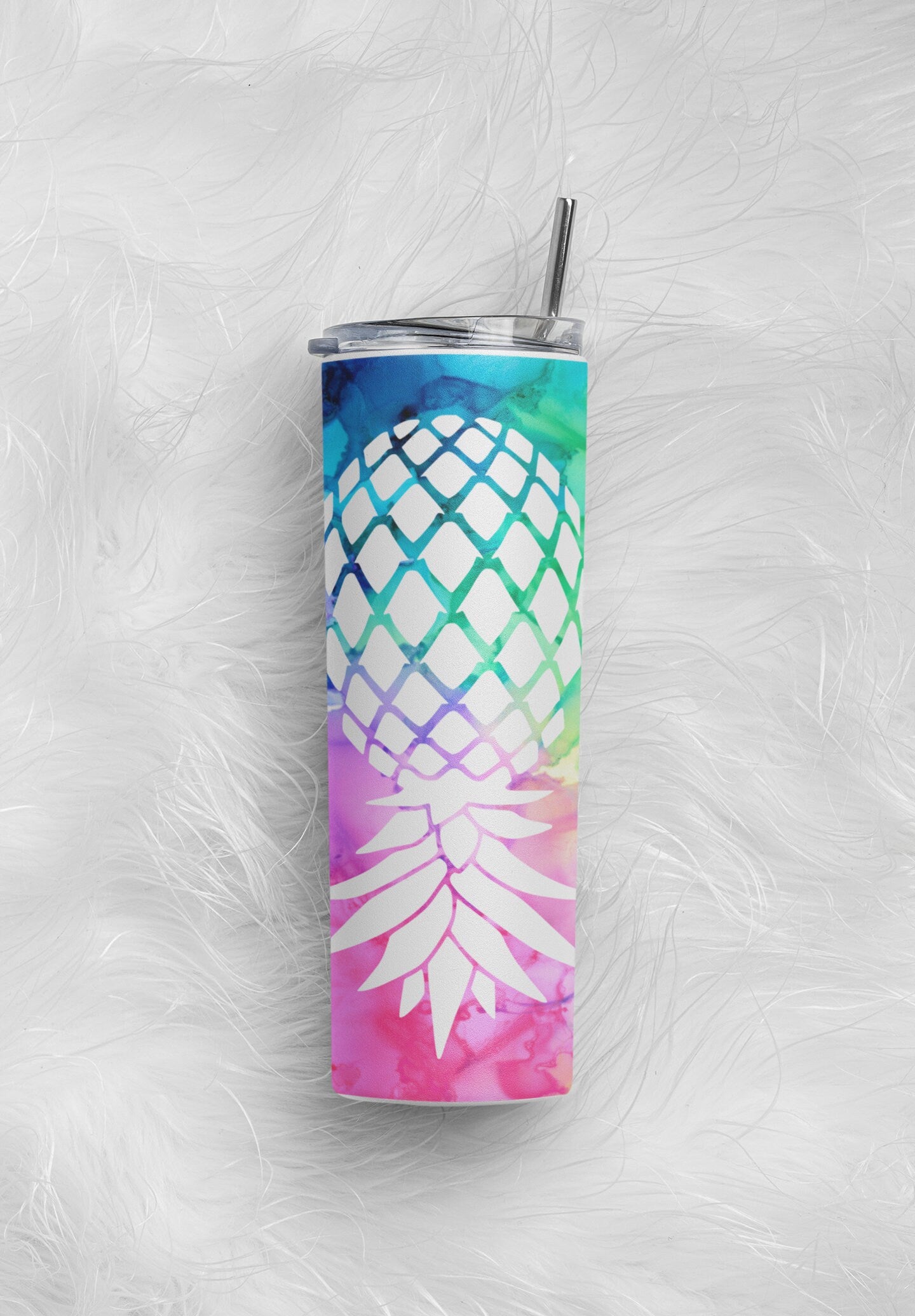 White Upside Down Pineapple Bi Colored Glow Tumbler - Bi Lifestyle Gift