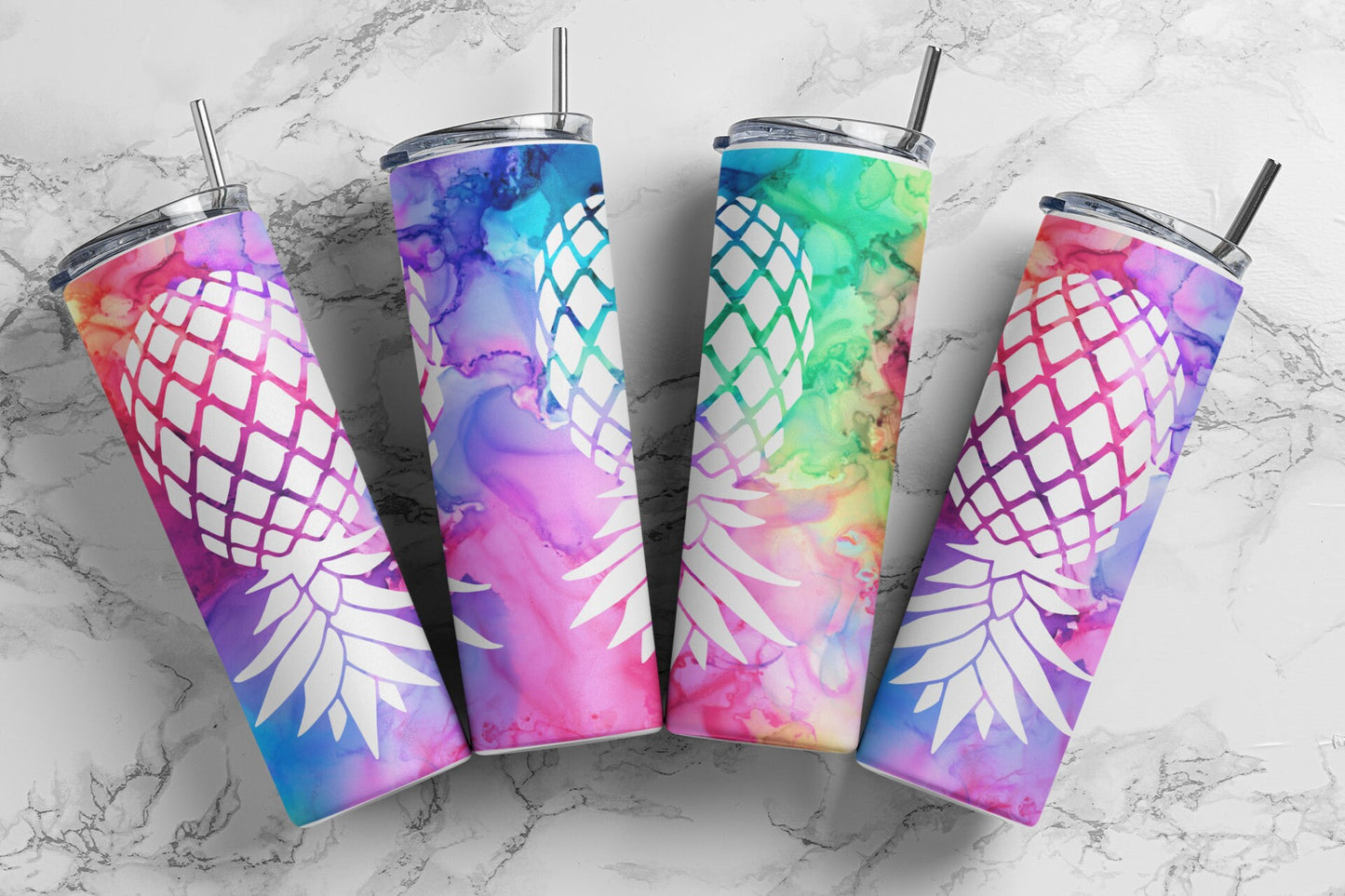 White Upside Down Pineapple Bi Colored Glow Tumbler - Bi Lifestyle Gift