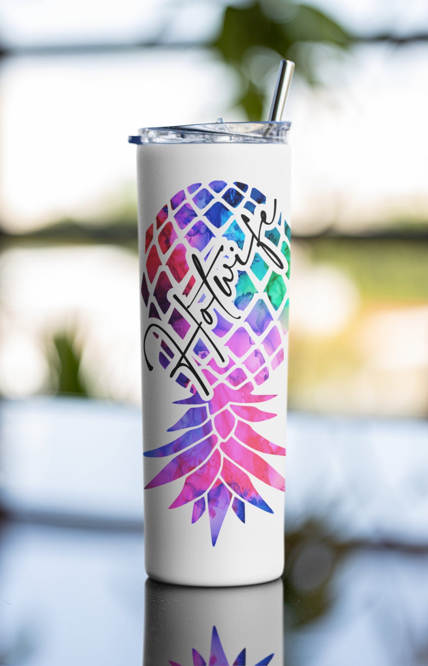 Hotwife Multicolored Upside Down Pineapple 20 oz Tumbler, Swinger Lifestyle Insulated Cup