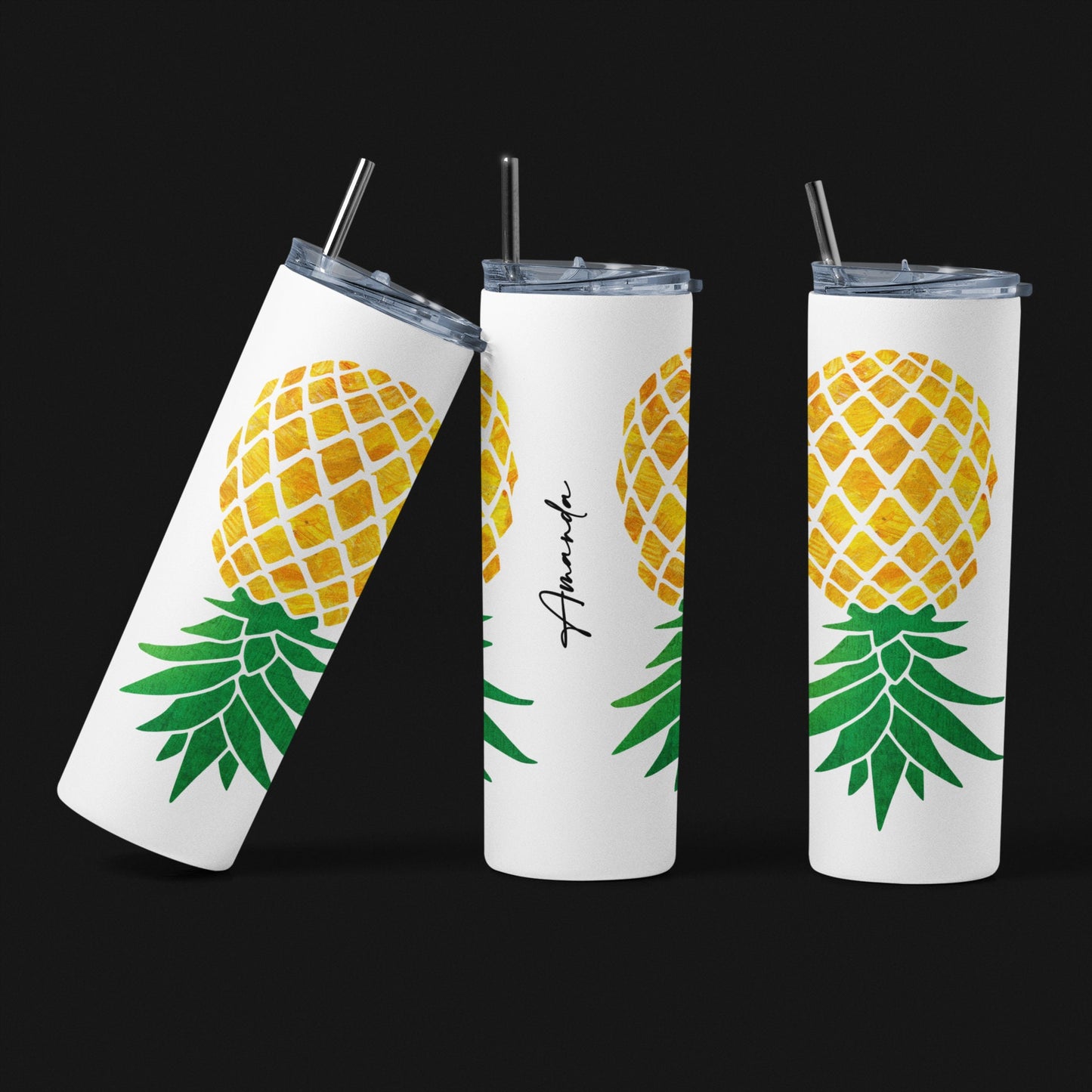 Upside Down Pineapple Personalized Glow Tumbler