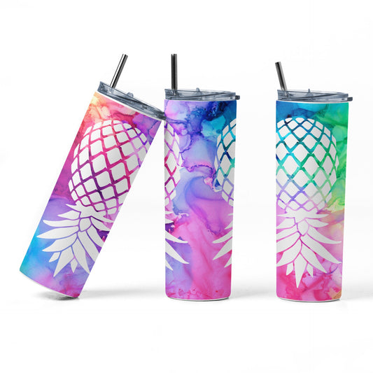 White Upside Down Pineapple Bi Colored Glow Tumbler - Bi Lifestyle Gift