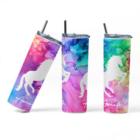 PERSONALIZED Unicorn Sublimation 20 oz Tumbler, Unicorn/Swinger/Lifestyle Tumbler, Bi Rainbow, Gag Gift