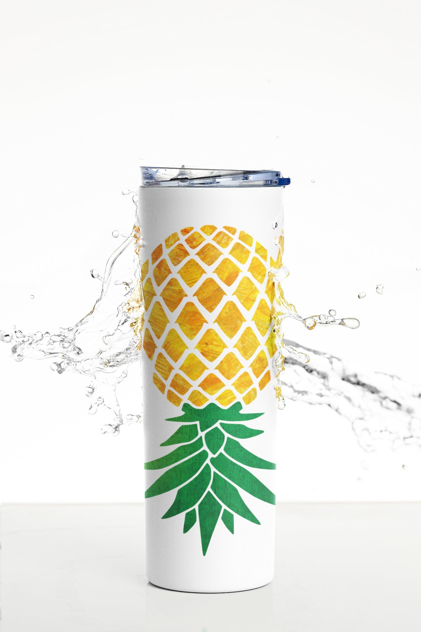 Yellow Upside Down Pineapple Personalized Tumbler