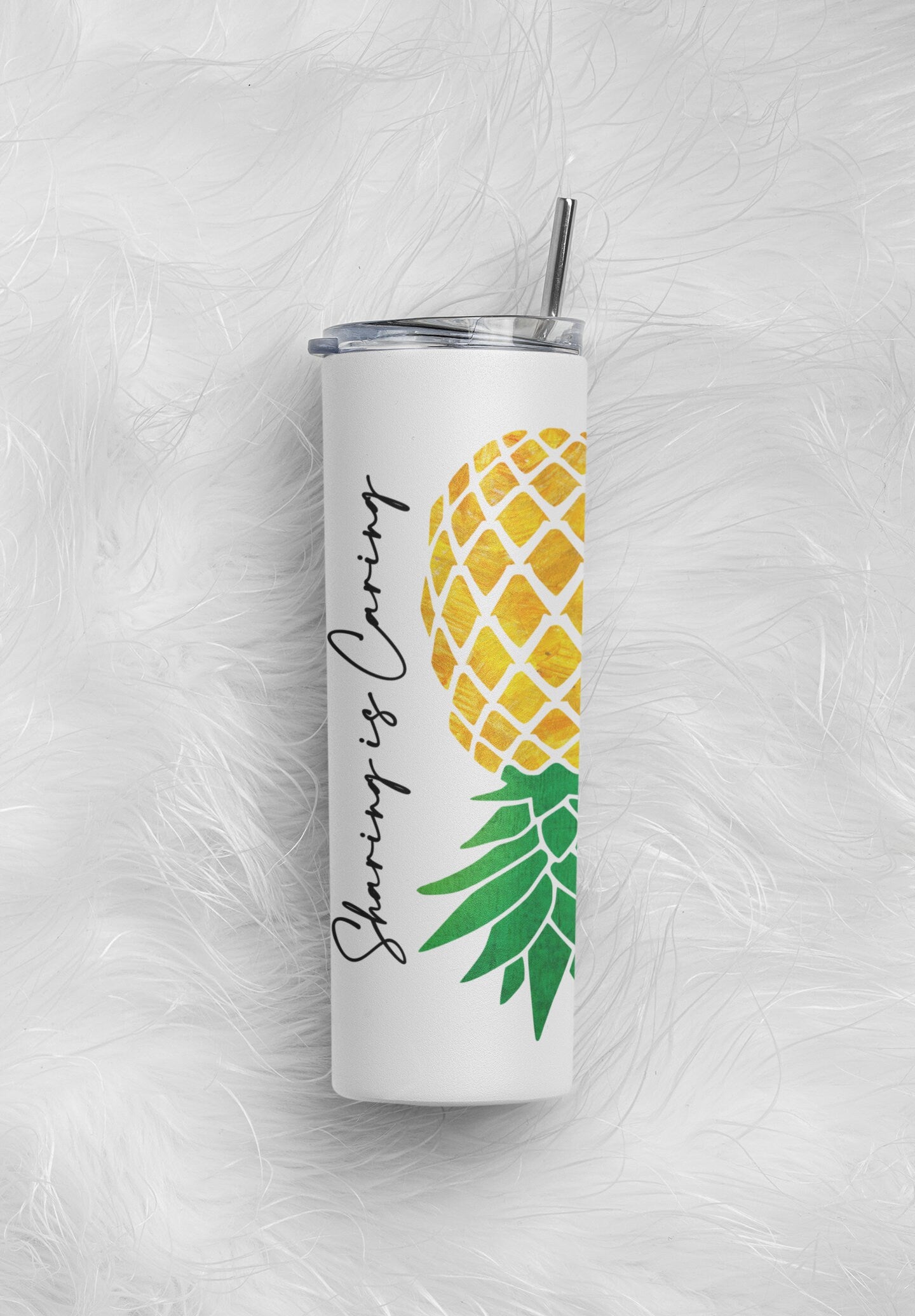 Upside Down Pineapple Sharing is Caring Personalized Tumbler