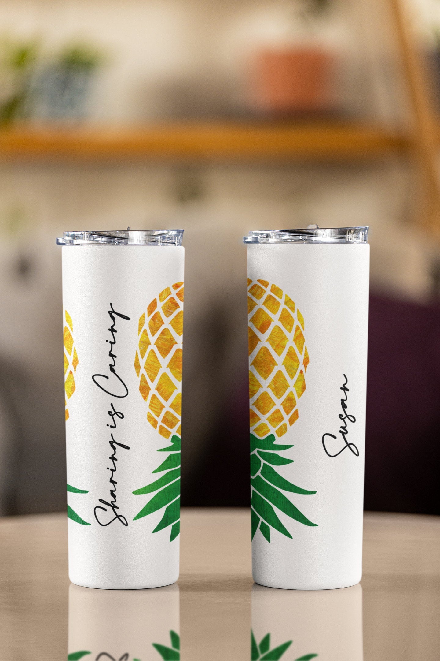 Upside Down Pineapple Sharing is Caring Personalized Tumbler