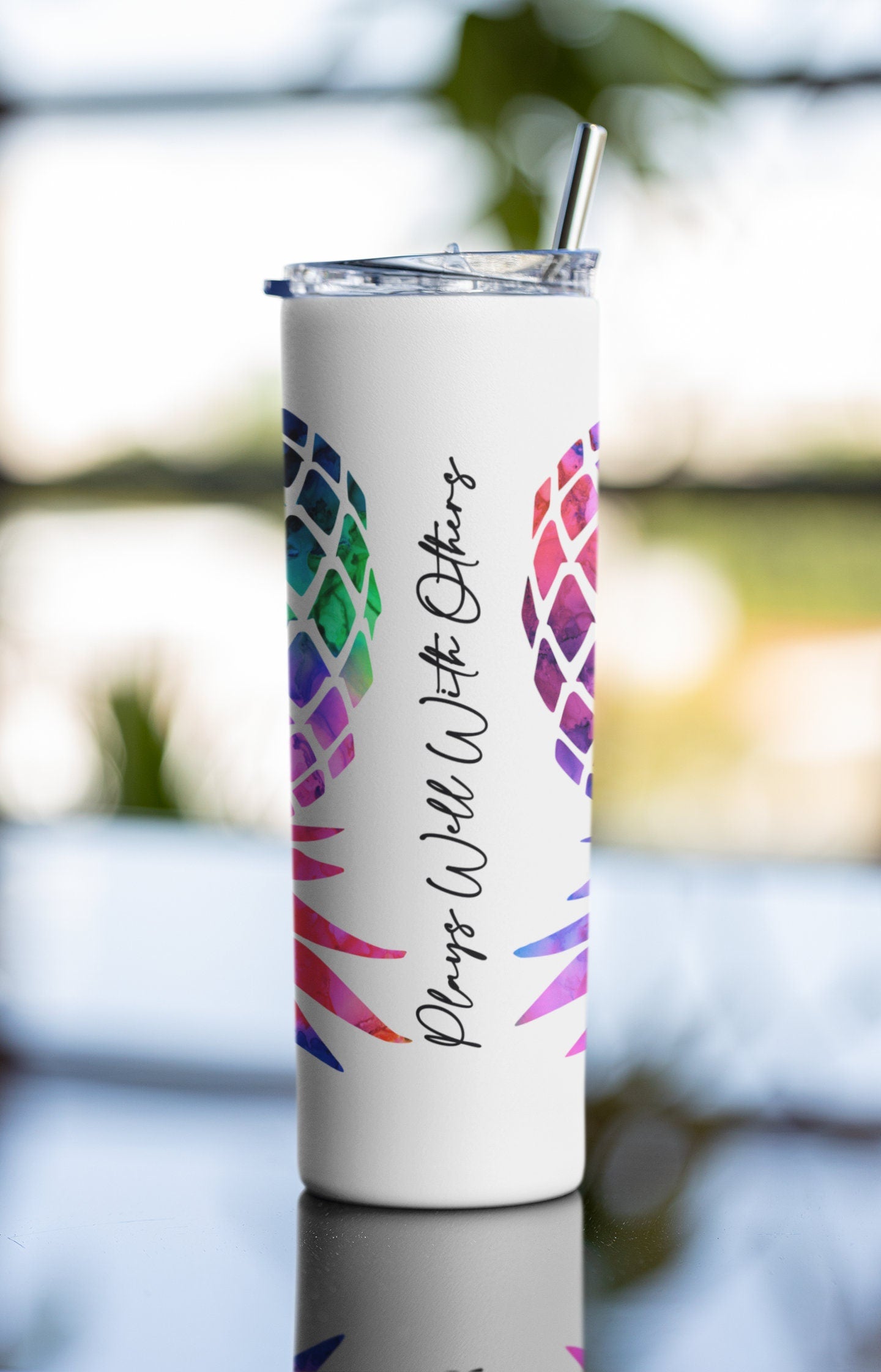 Bi Colored Upside Down Pineapple Personalized Glow Tumbler - Plays Well With Others Bi Lifestyle